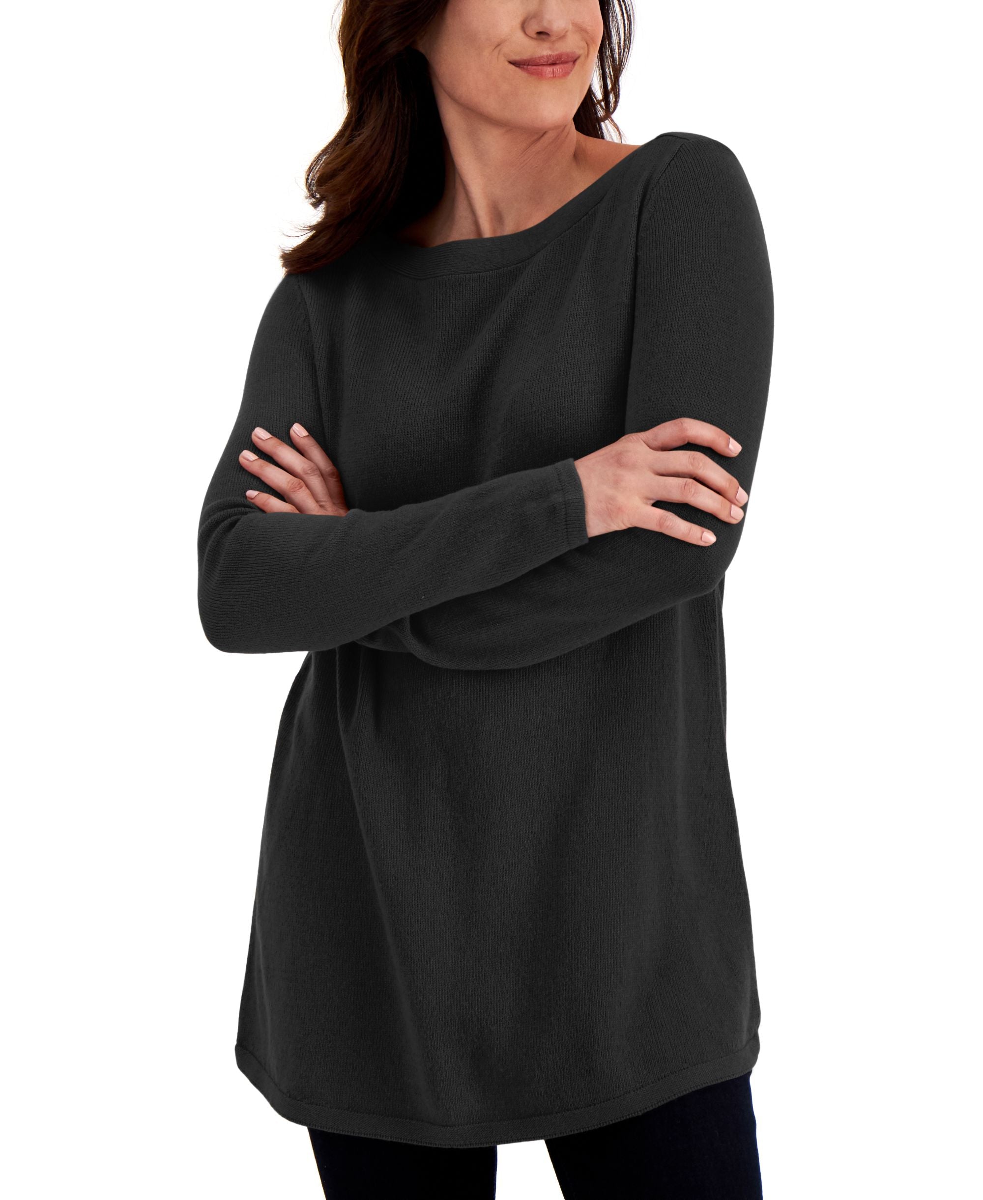 Karen Scott Solid Curved Hem Tunic Sweater