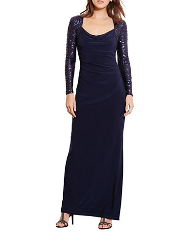 Lauren Ralph Lauren Sequin Sleeves Gown