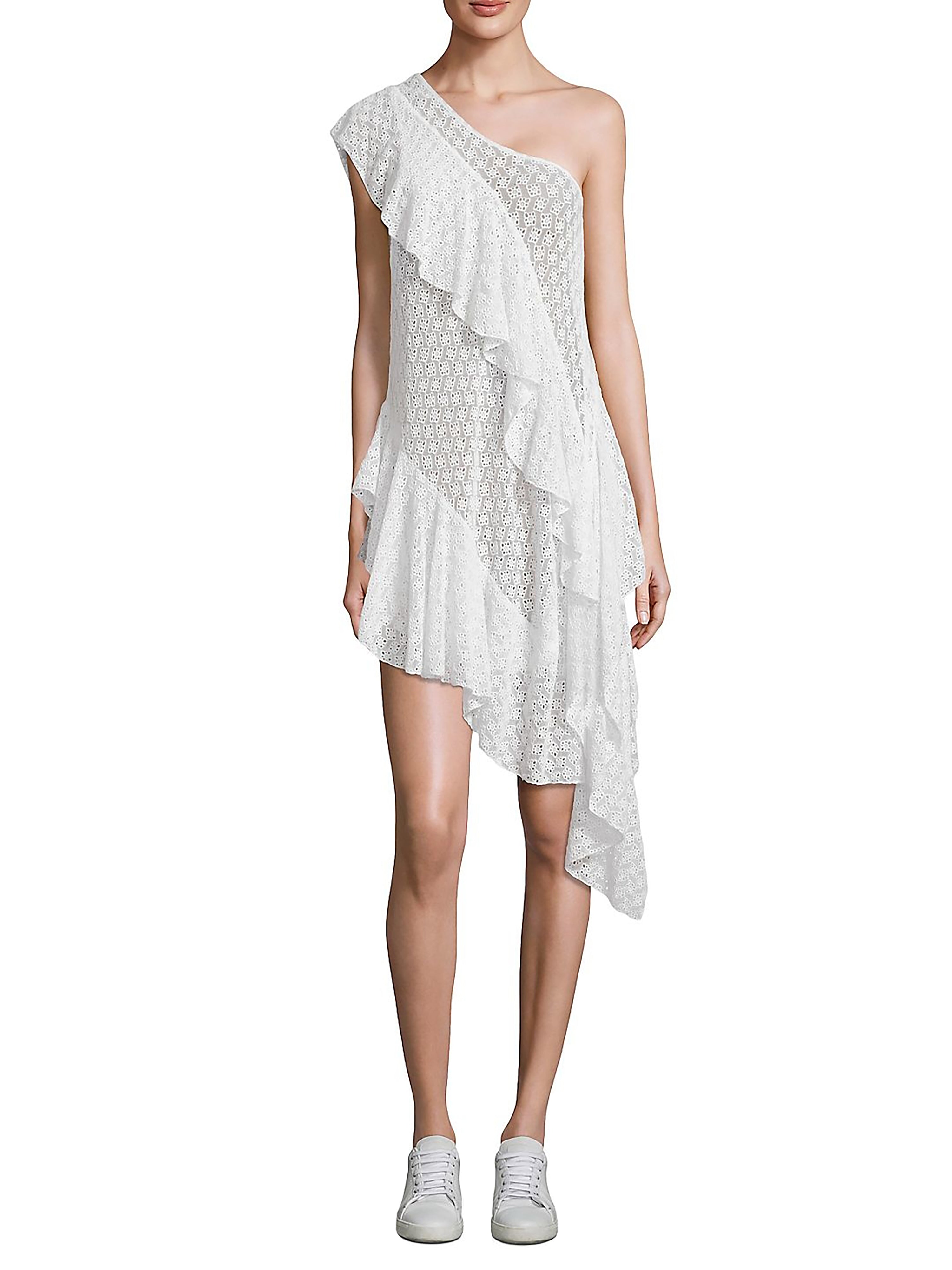 Free People Womens Eyelet One Shoulder Casual Dress