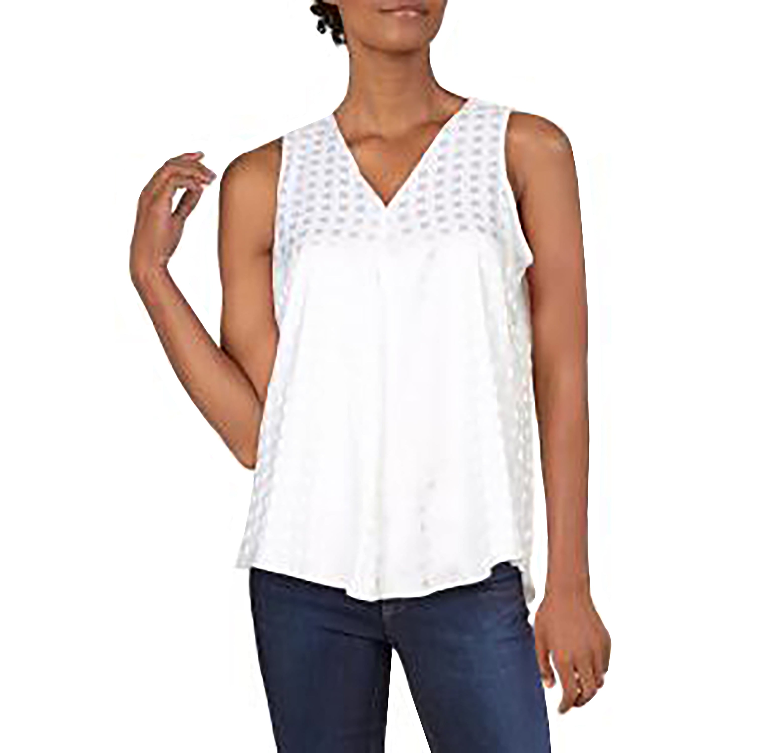 Calvin Klein Women's Blouse Sleeveless Printed White S