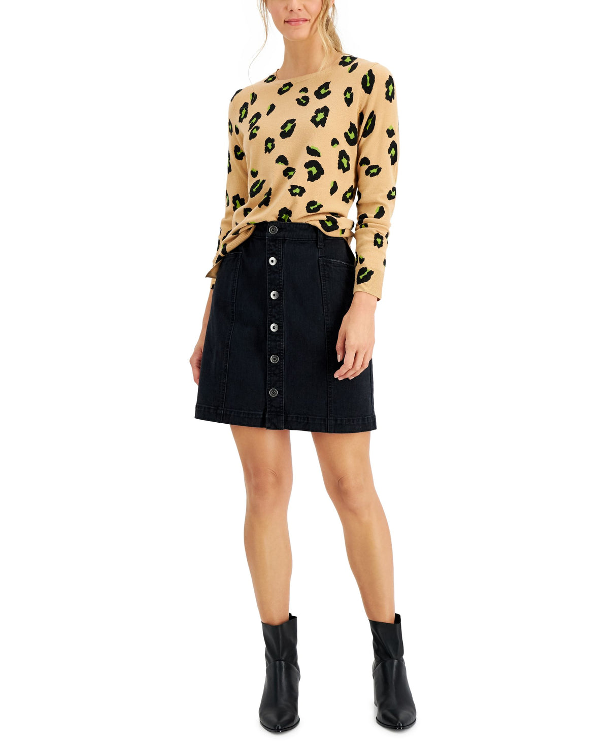 Style & Co Button Fly Denim Skirt