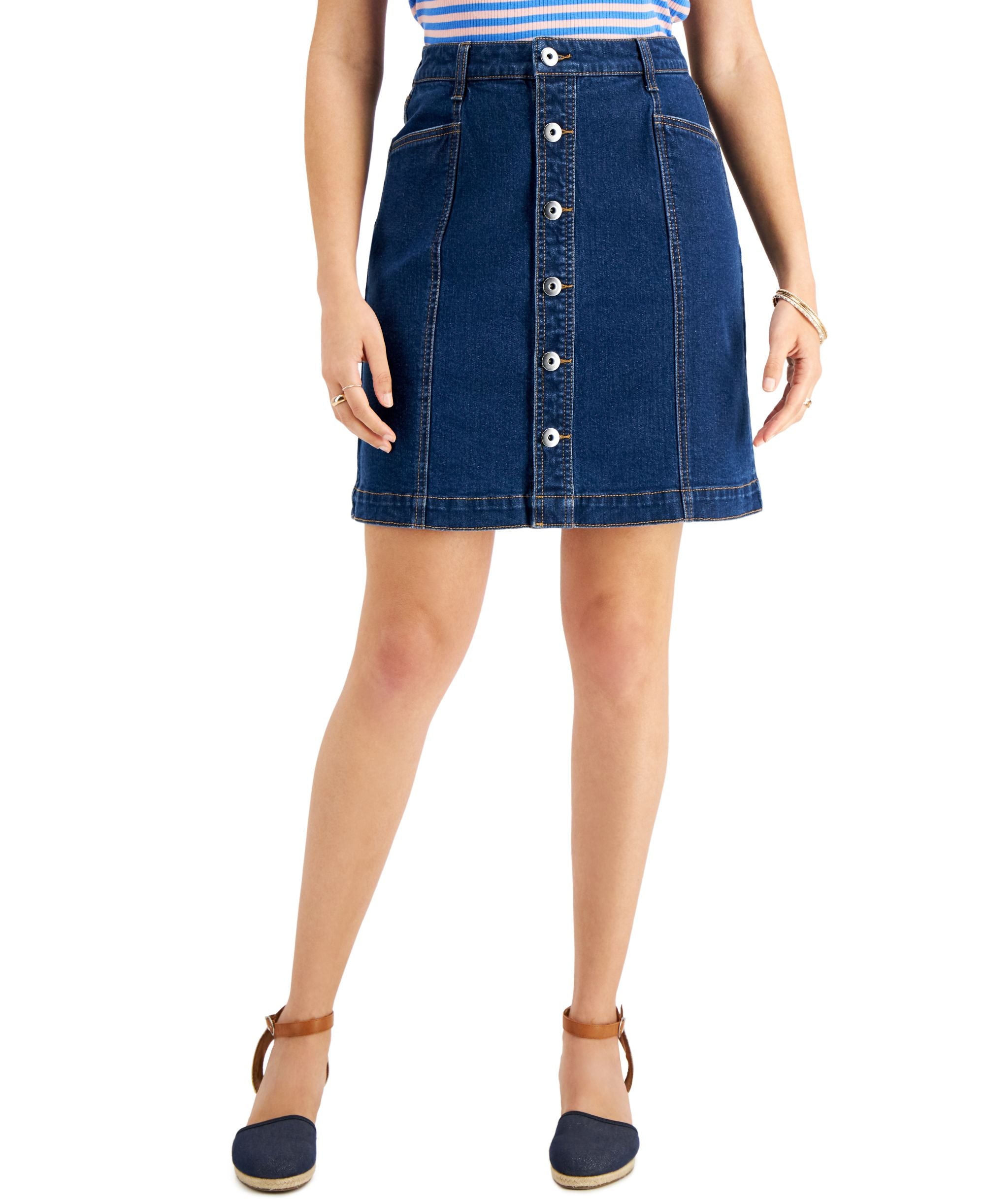 Style & Co Button Fly Denim Skirt