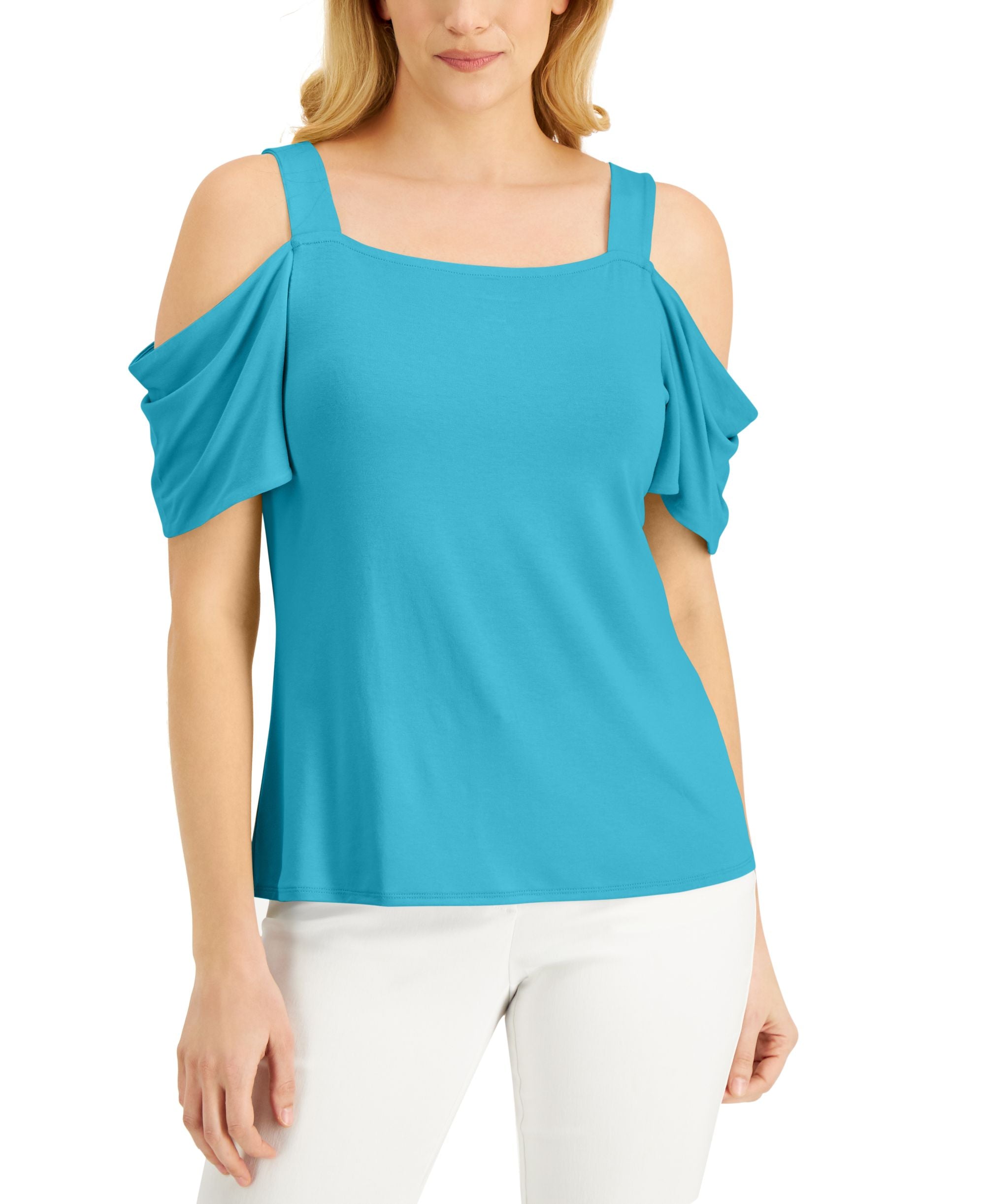 JM Collection Cold Shoulder Top