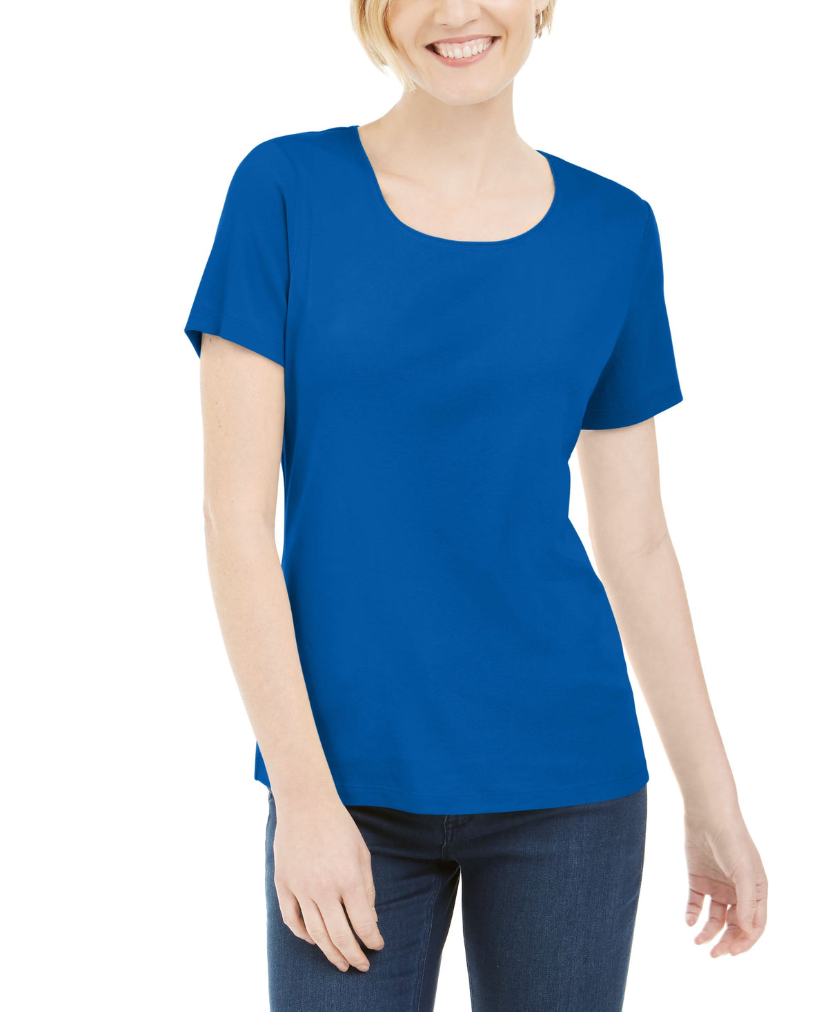 Karen Scott Petite Cotton Scoop Neck Top