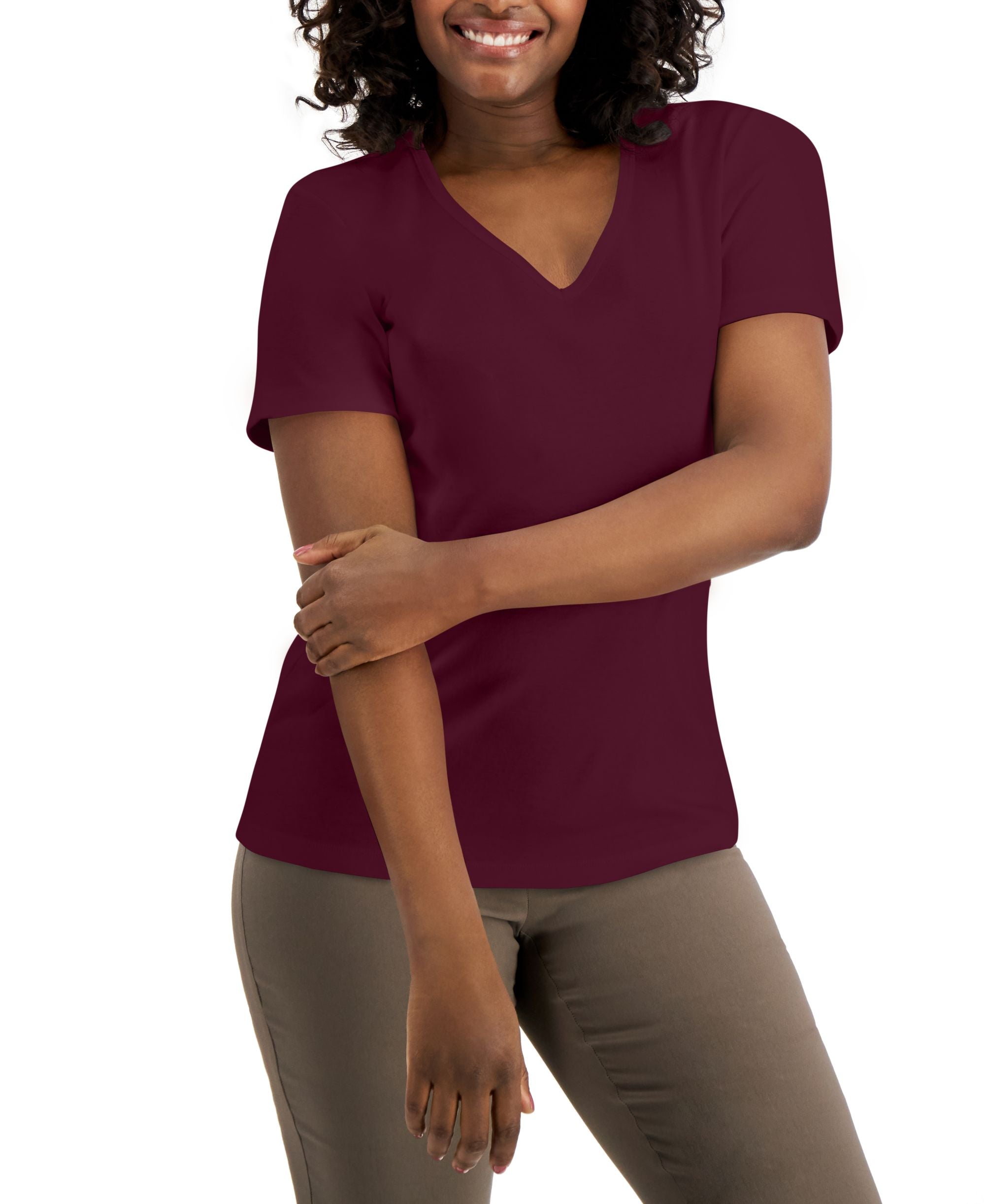 Karen Scott Cotton V Neck Top