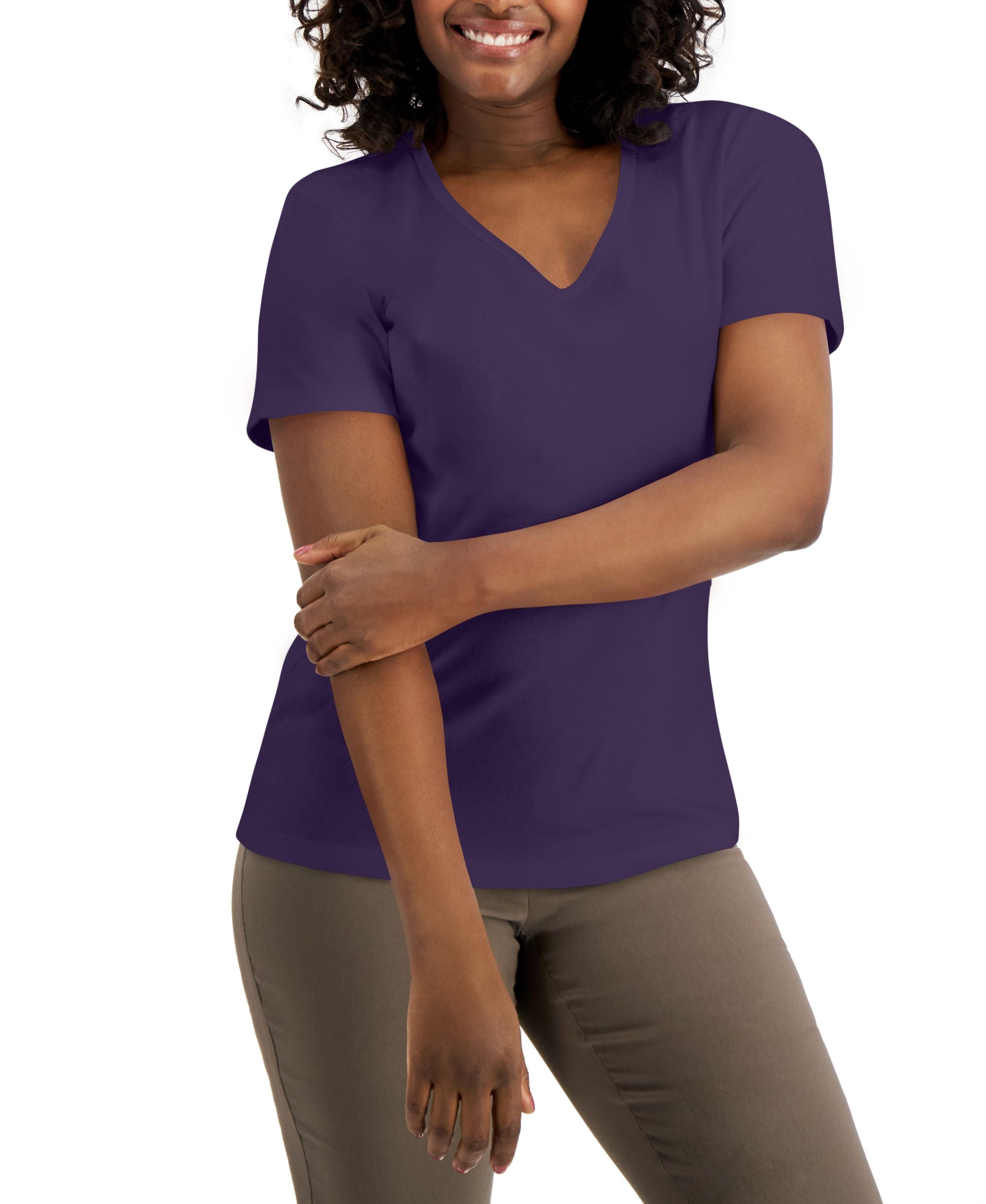 Karen Scott Cotton V Neck Top