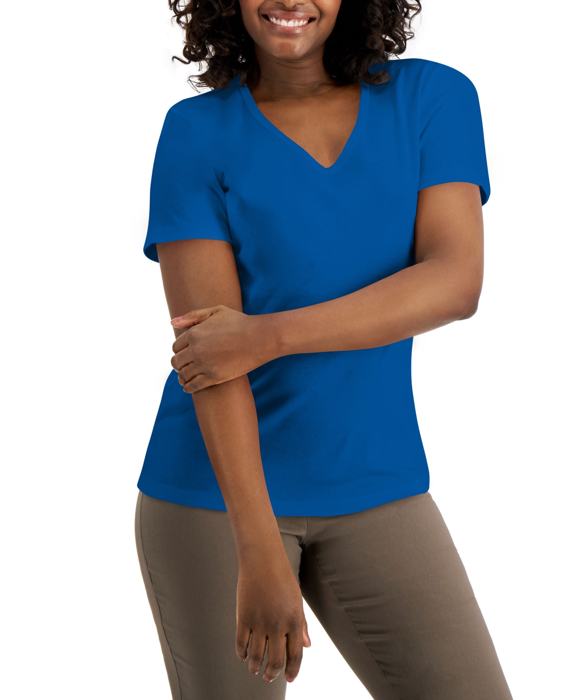 Karen Scott Cotton V Neck Top