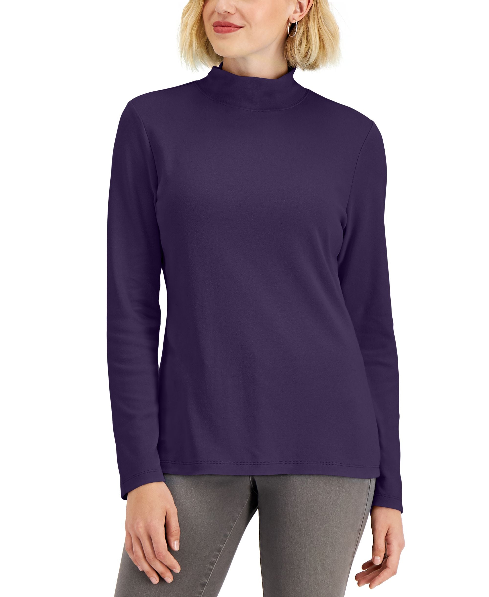 Petite Solid Mock-Neck Top