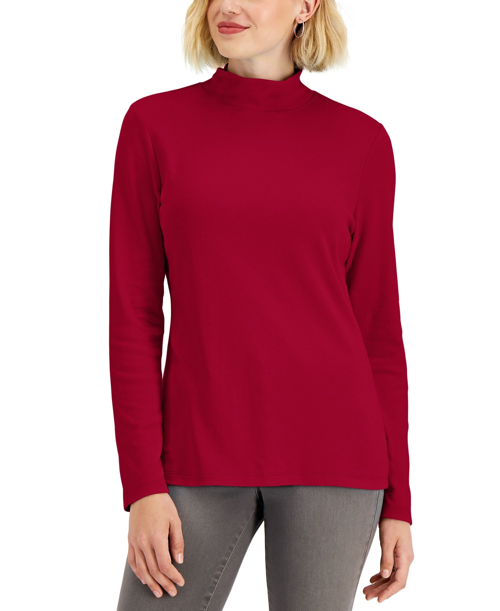 Petite Solid Mock-Neck Top