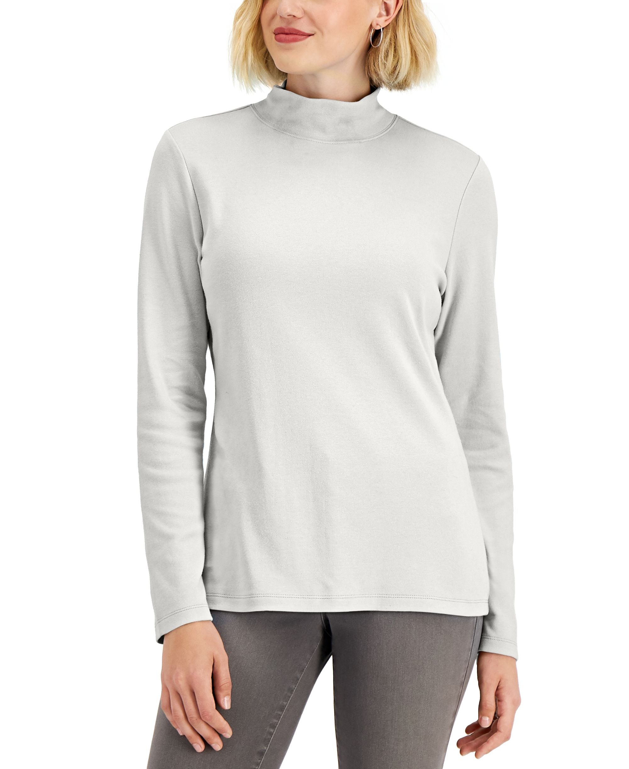 Petite Solid Mock-Neck Top