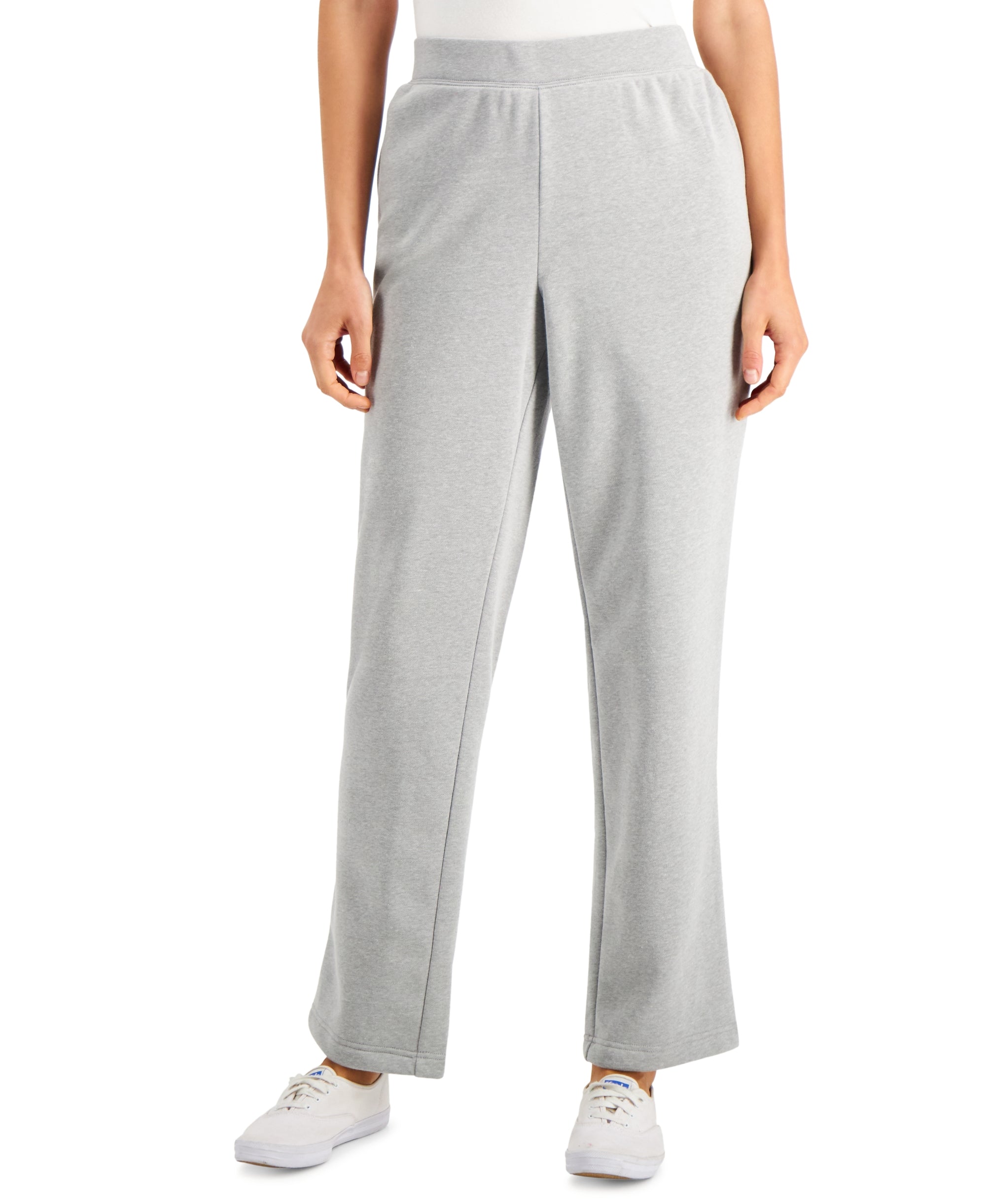 Fleece Knit Mid-rise Solid Pull-On Pants