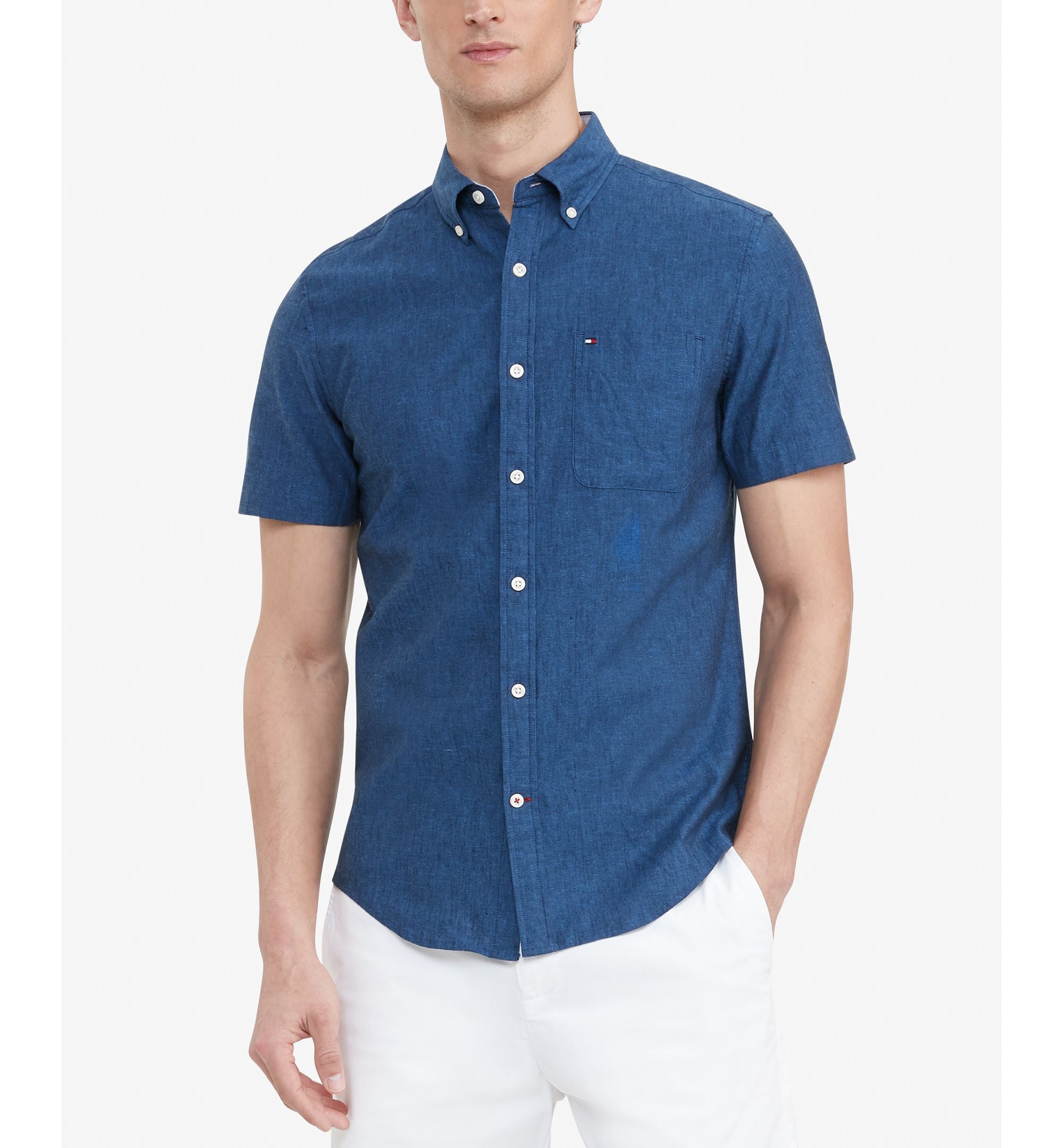 Tommy Hilfiger Mens Custom Fit Porter Textured Shirt