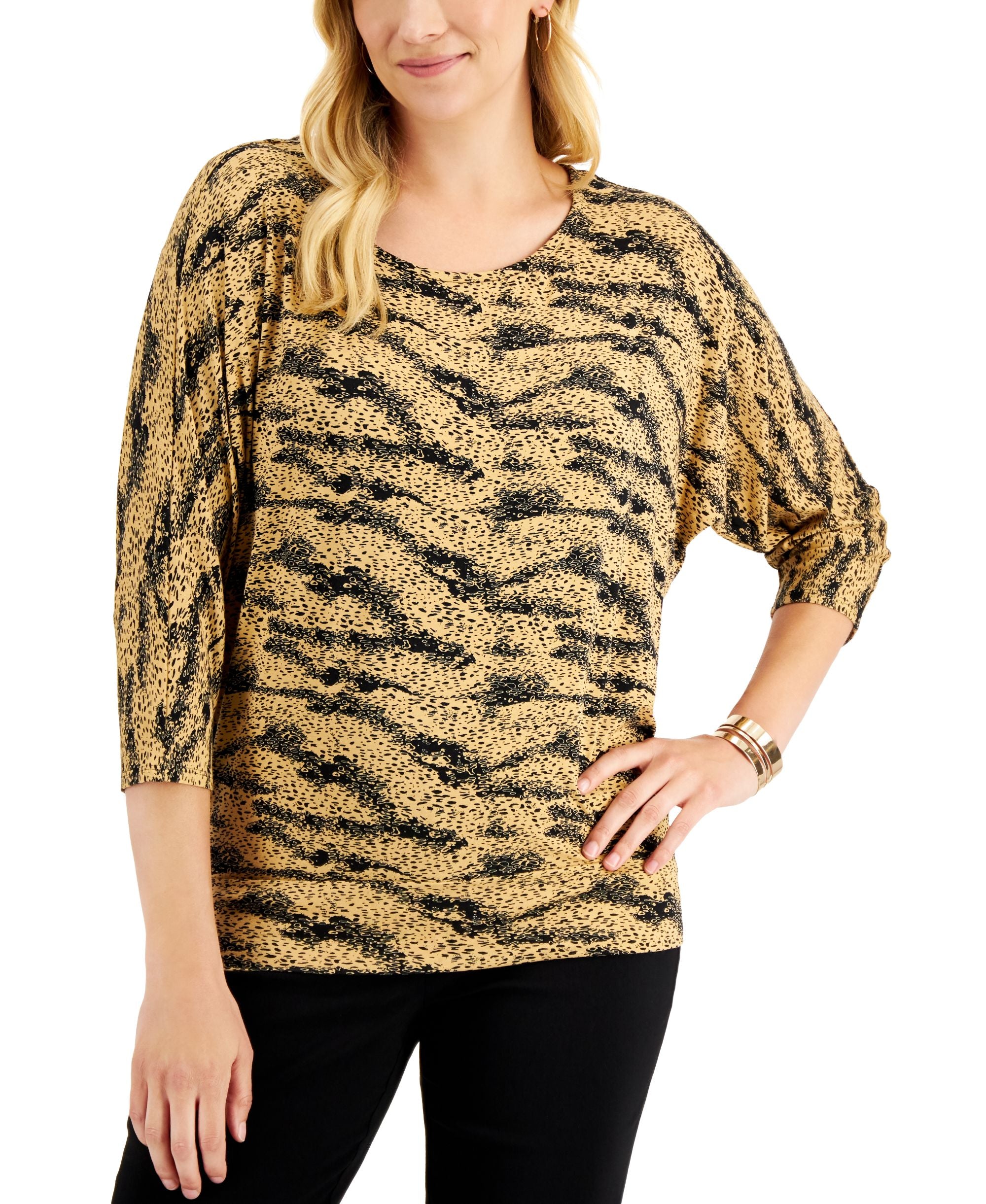 JM Collection Camo Print Top