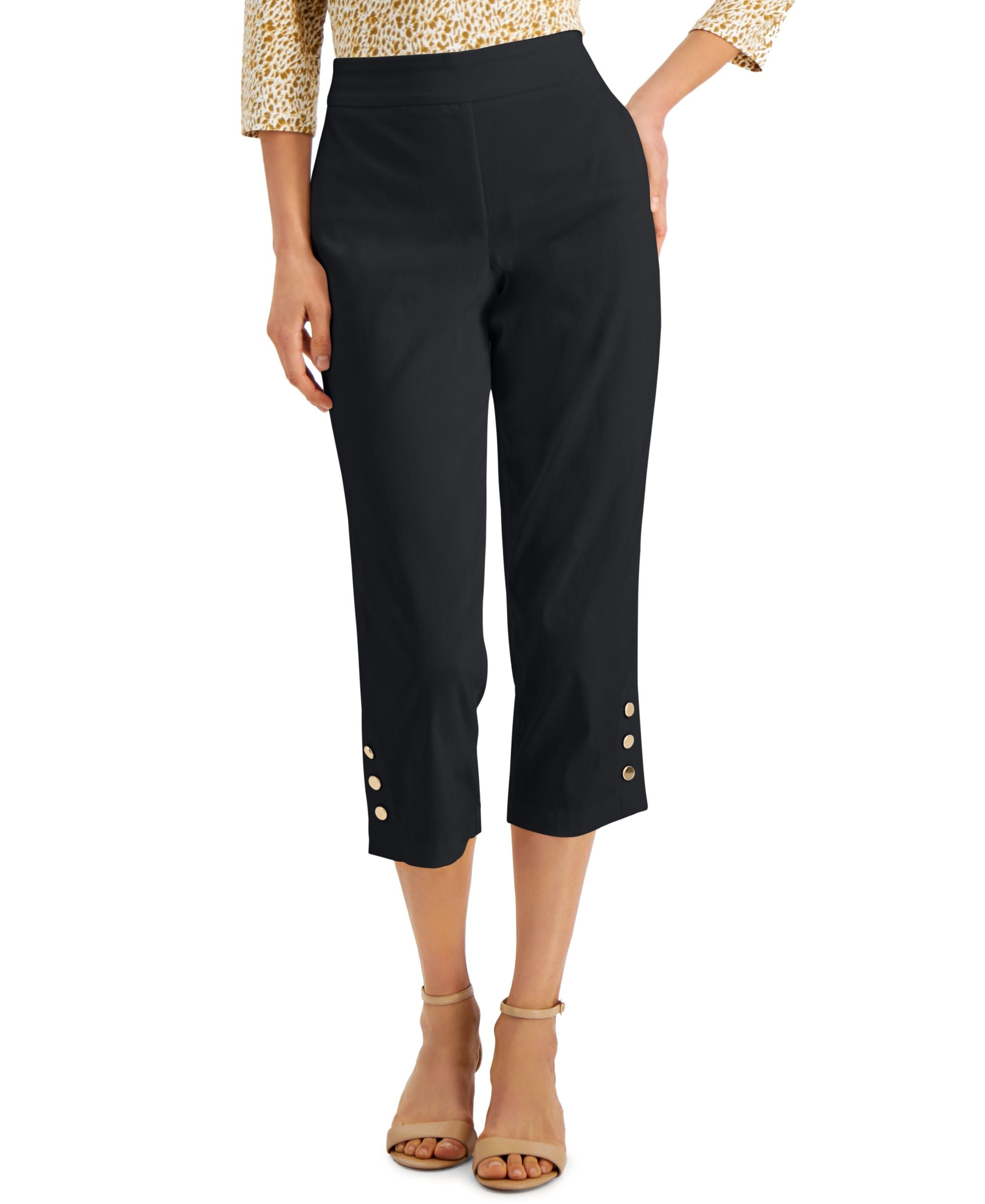 JM Collection Snap Hem Capri Pants
