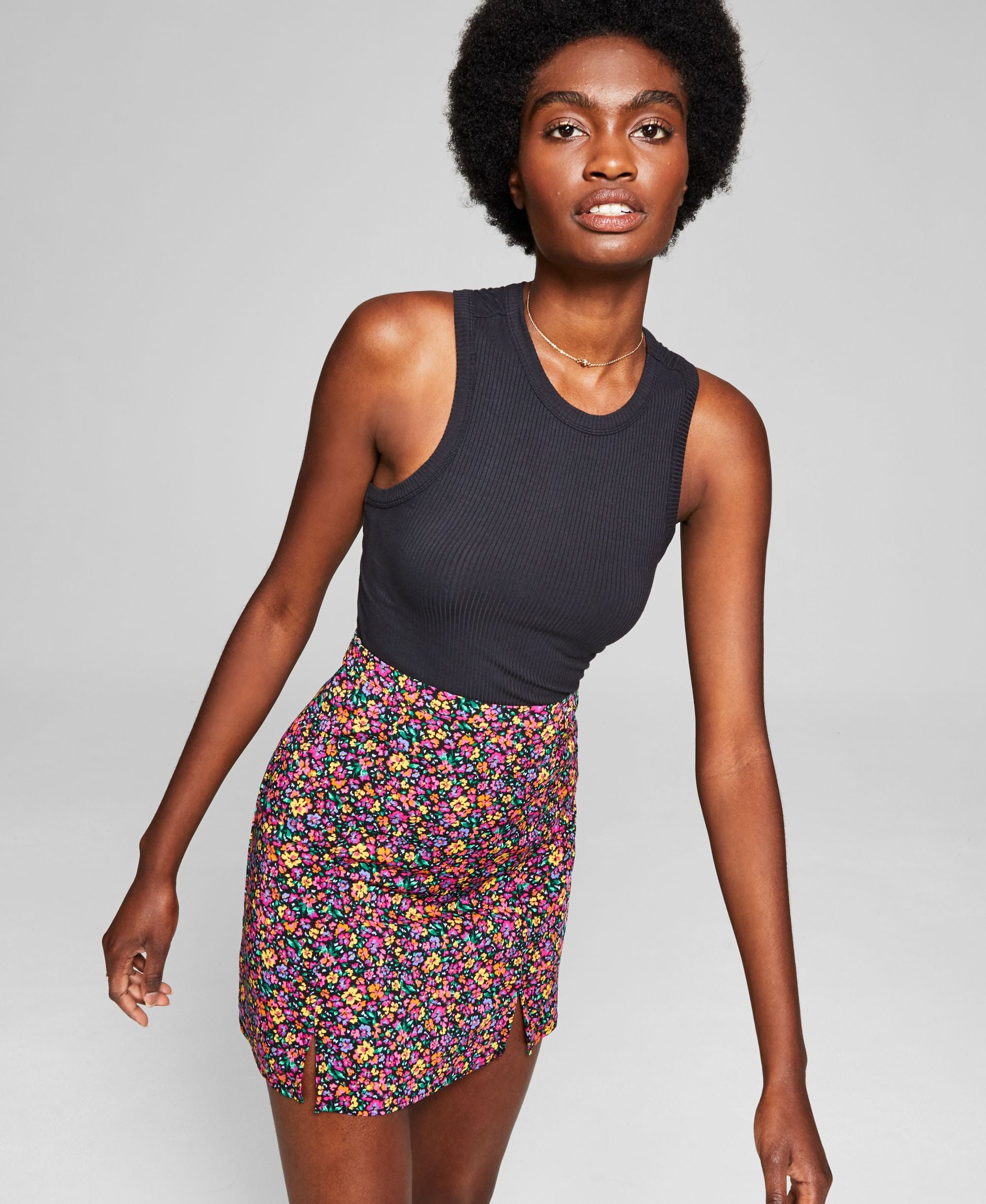 And Now This Womens Ribbed Knit Tank Top