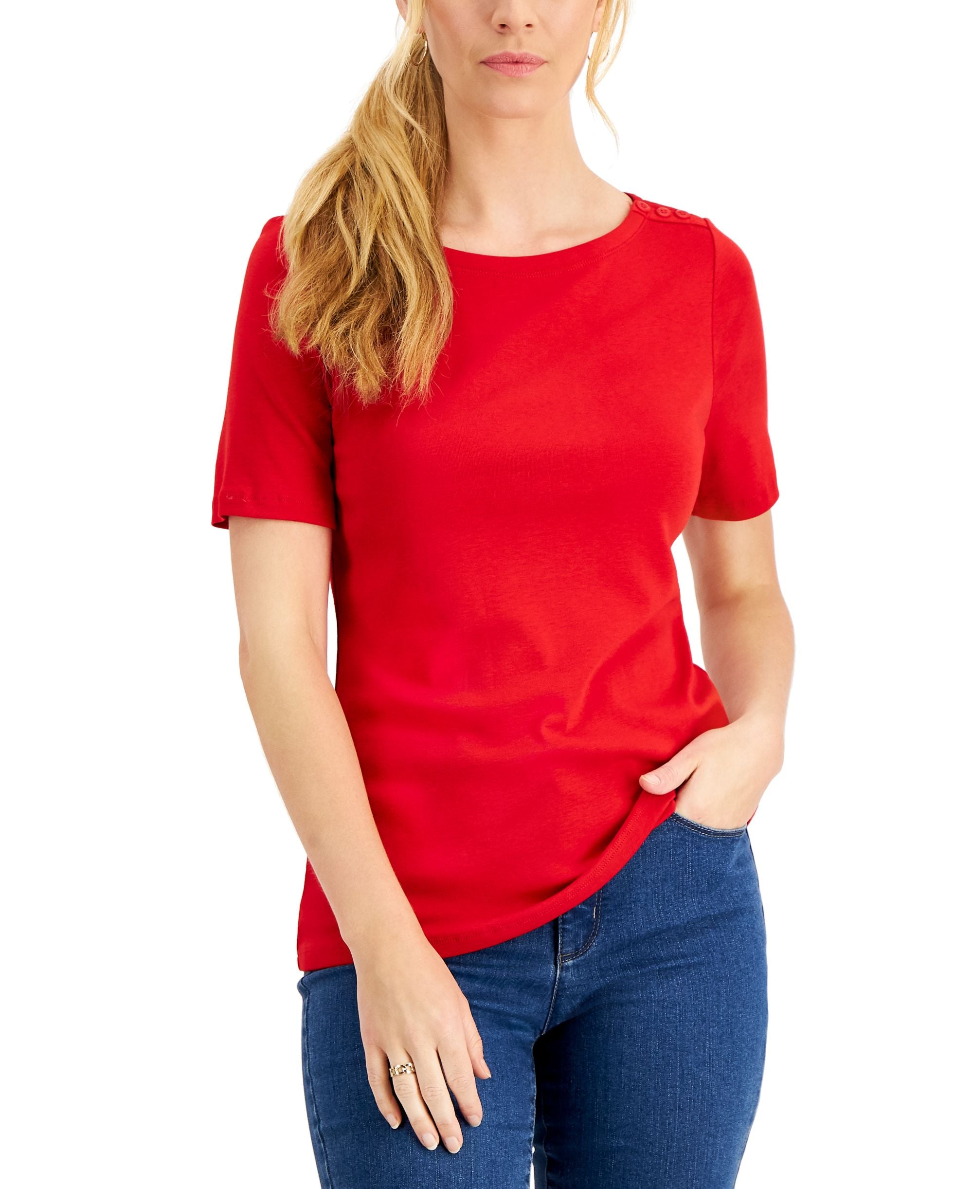 Charter Club Cotton Boat-Neck Top