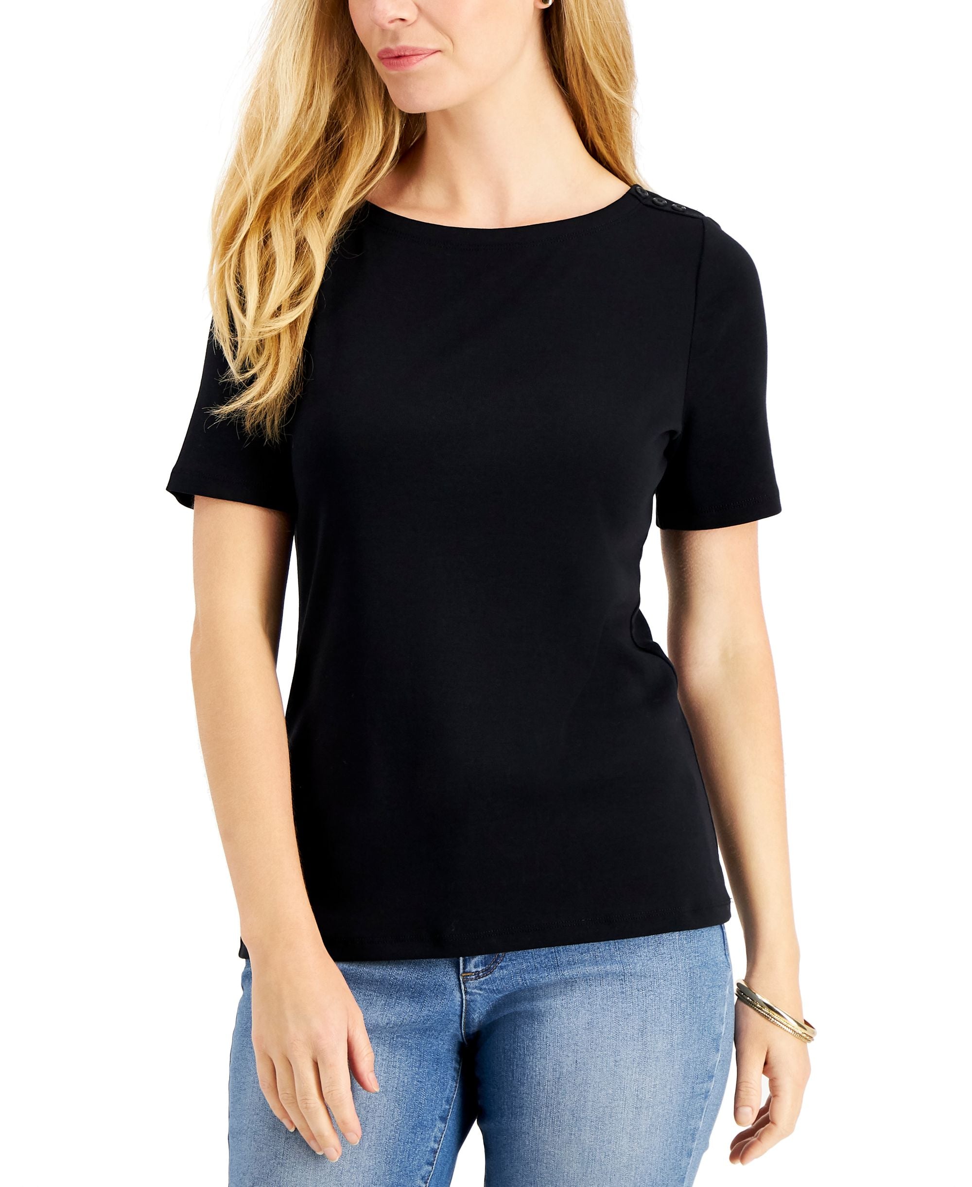 Charter Club Cotton Boat-Neck Top