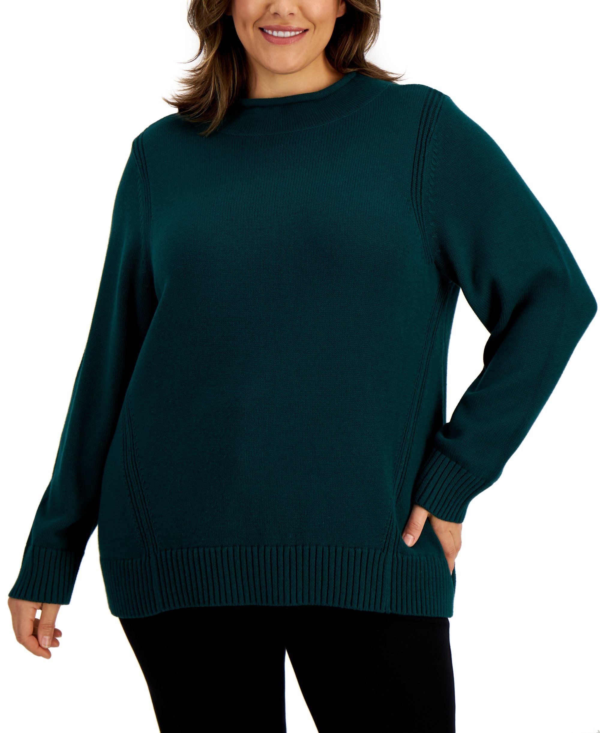 Karen Scott Plus Size Cotton Drop-Shoulder Sweater