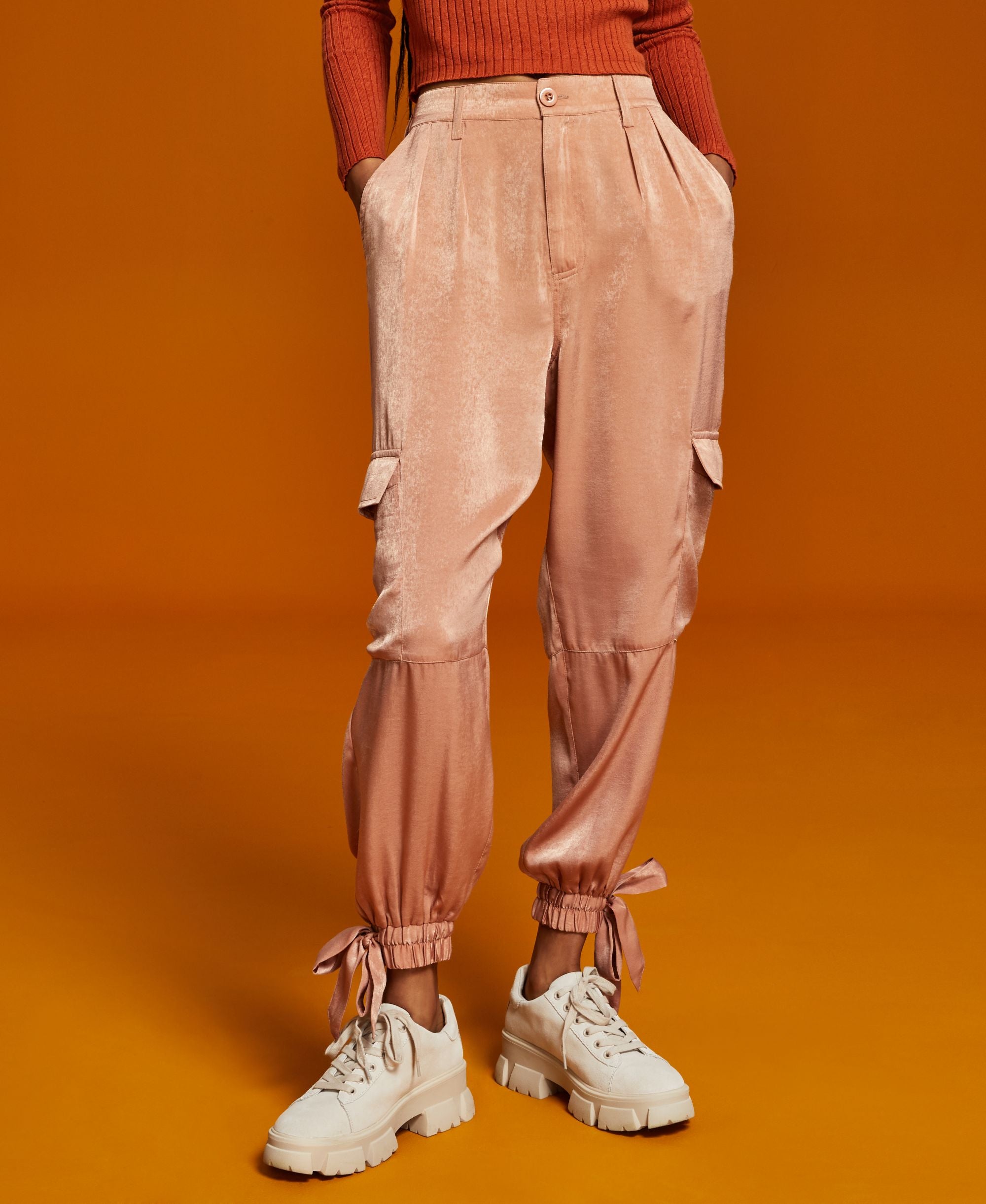 Now This Womens Satin Cargo Pants
