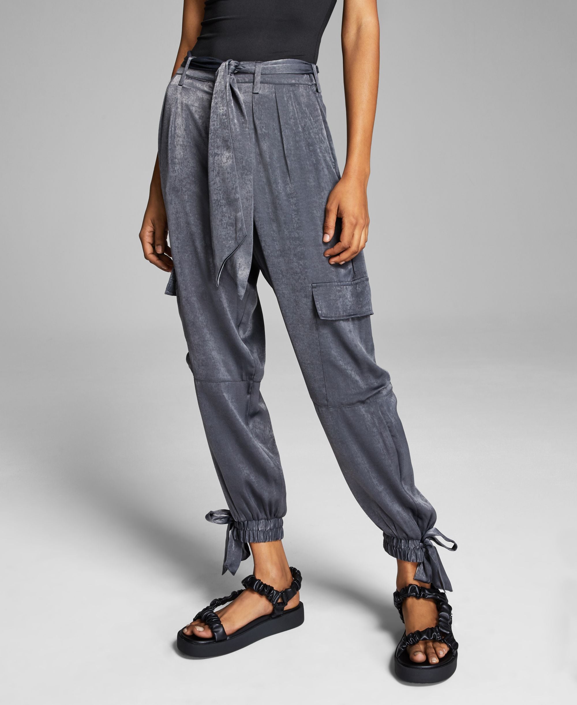 Now This Womens Satin Cargo Pants