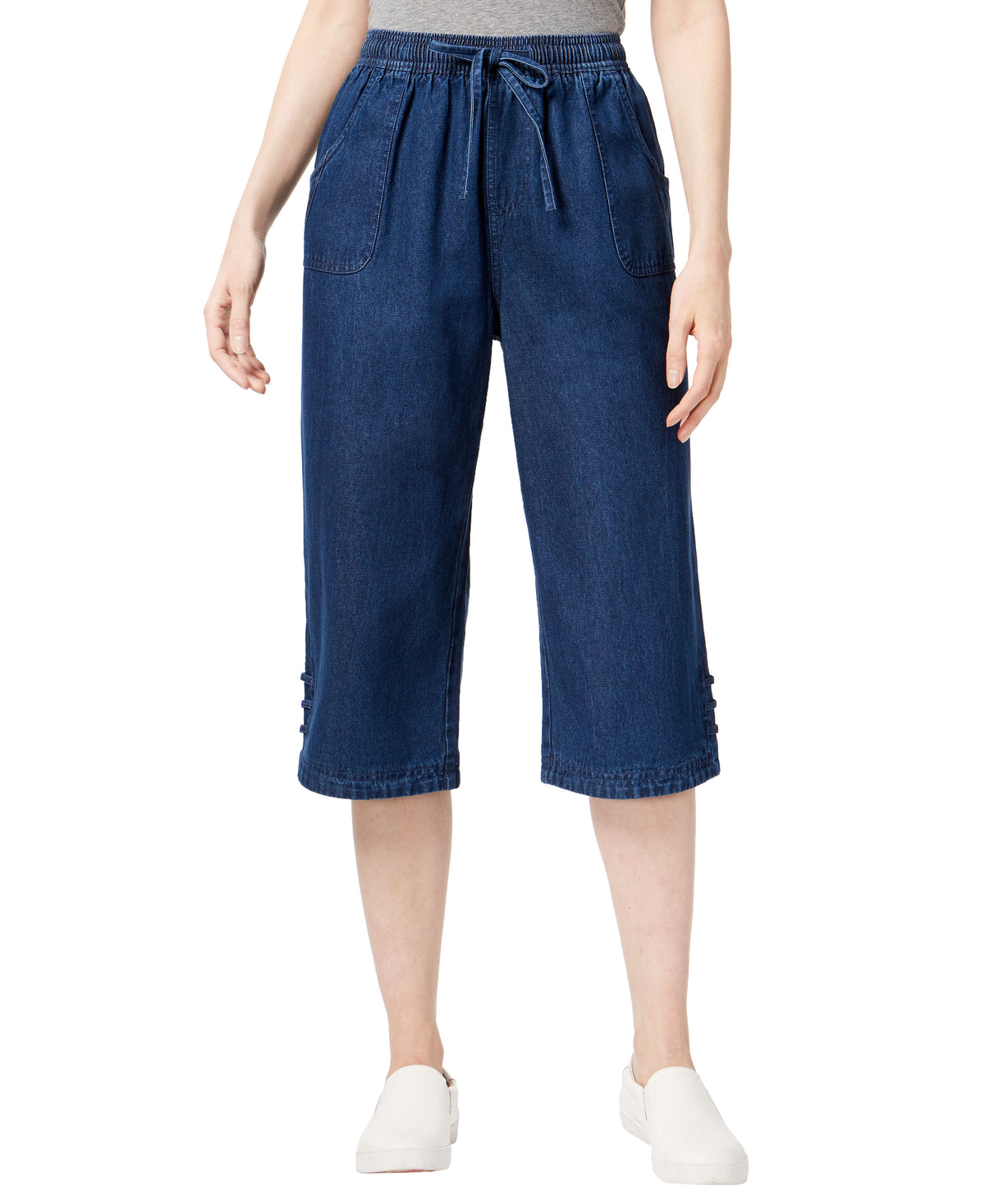 Karen Scott Petite Cotton Denim Capri Pants Twilight Wash PP