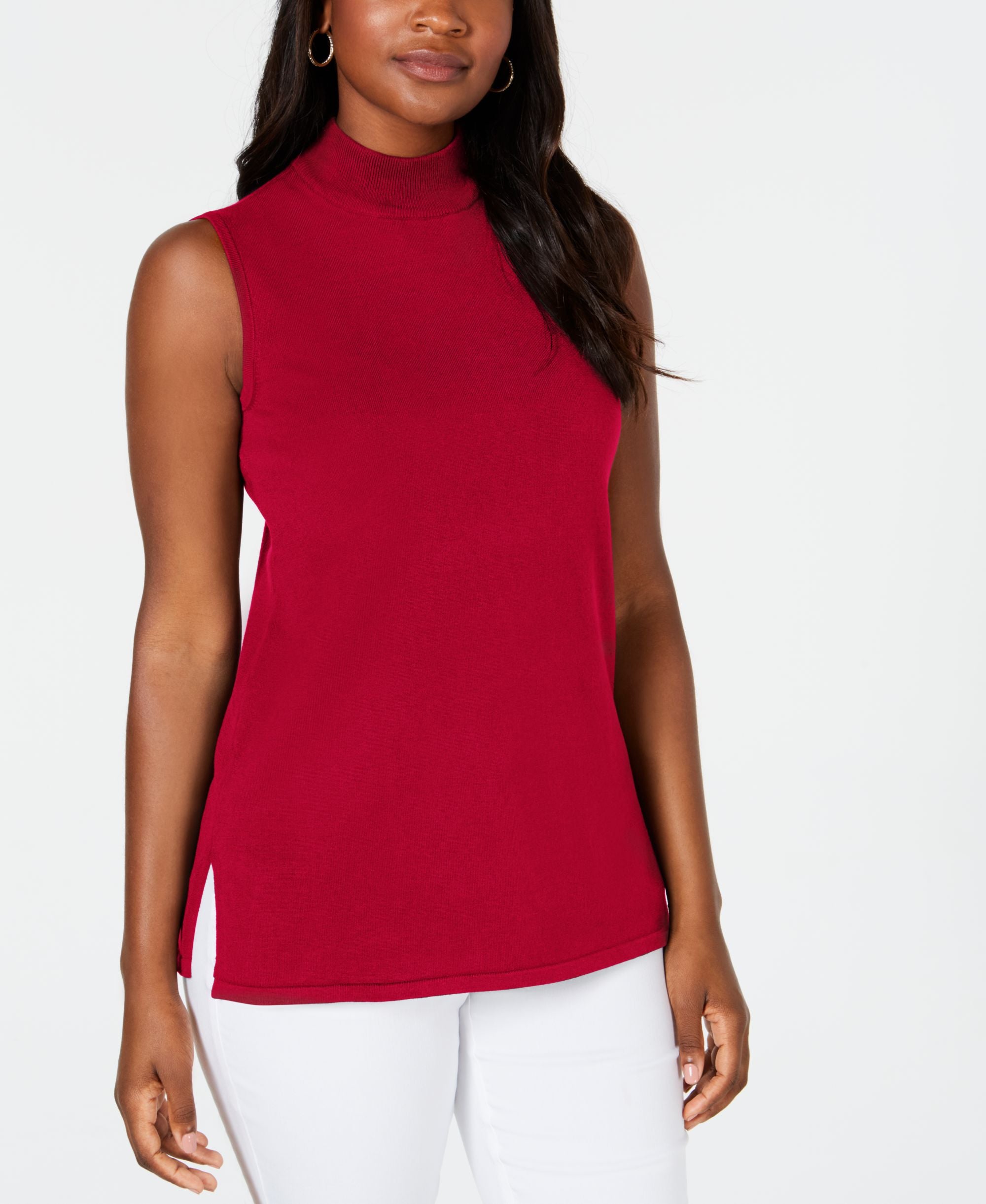 Petite Sleeveless Mock Neck Sweater