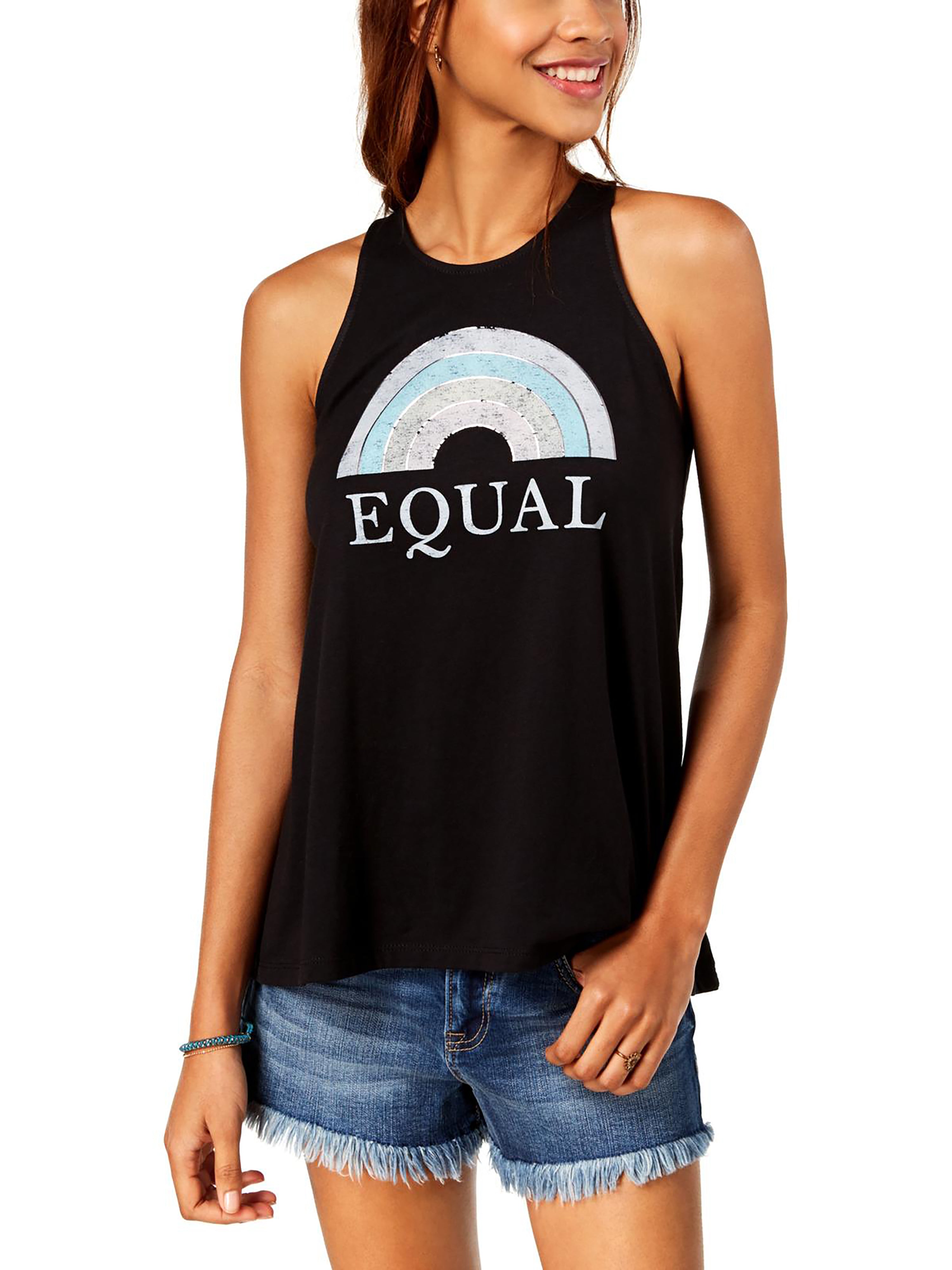 True Vintage Women's Equal Graphic Racerback Tank Top Black S