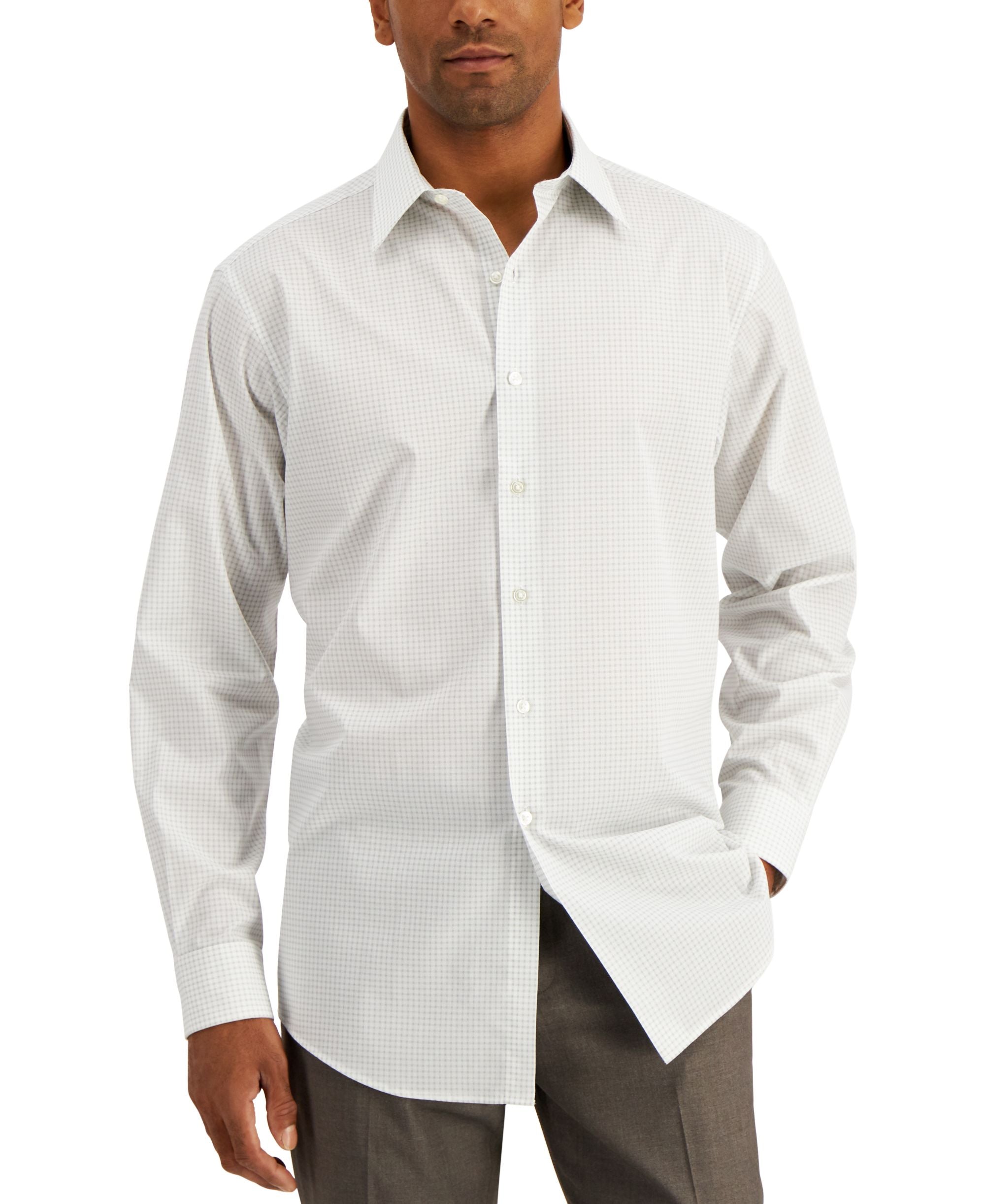 Club Room Mens Regular Fit Check Dress Shirt