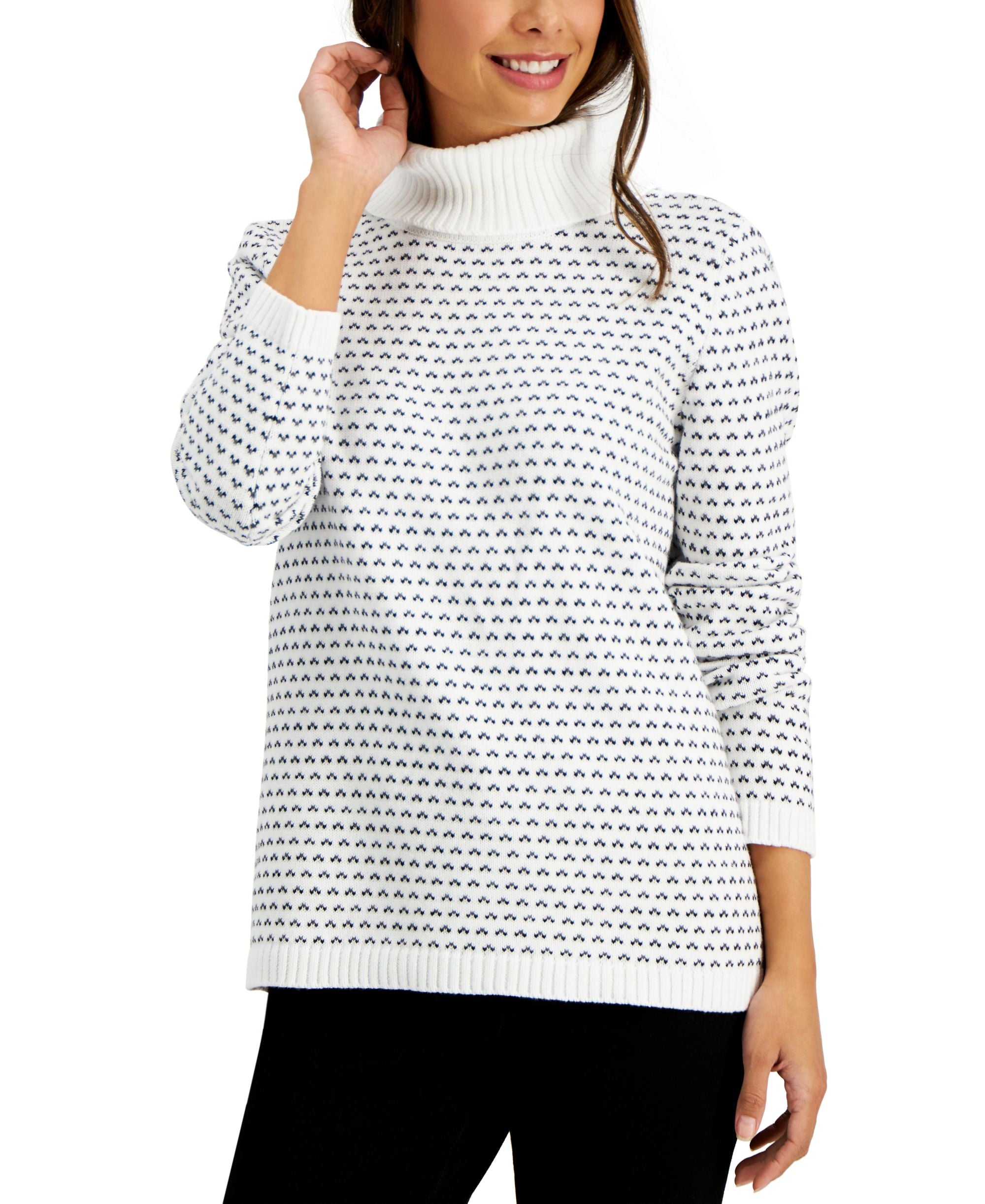 Karen Scott Petite Patterned Turtleneck Sweater