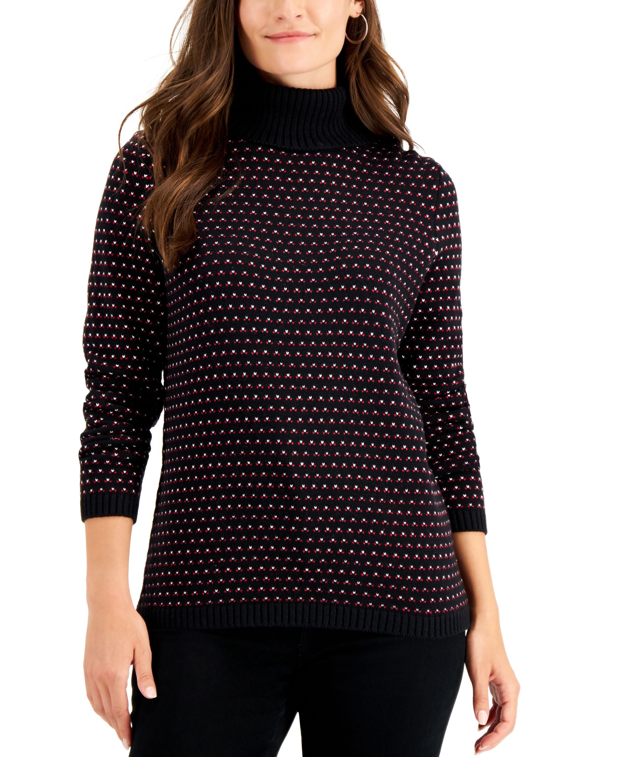 Karen Scott Birdseye Turtleneck Cotton Sweater