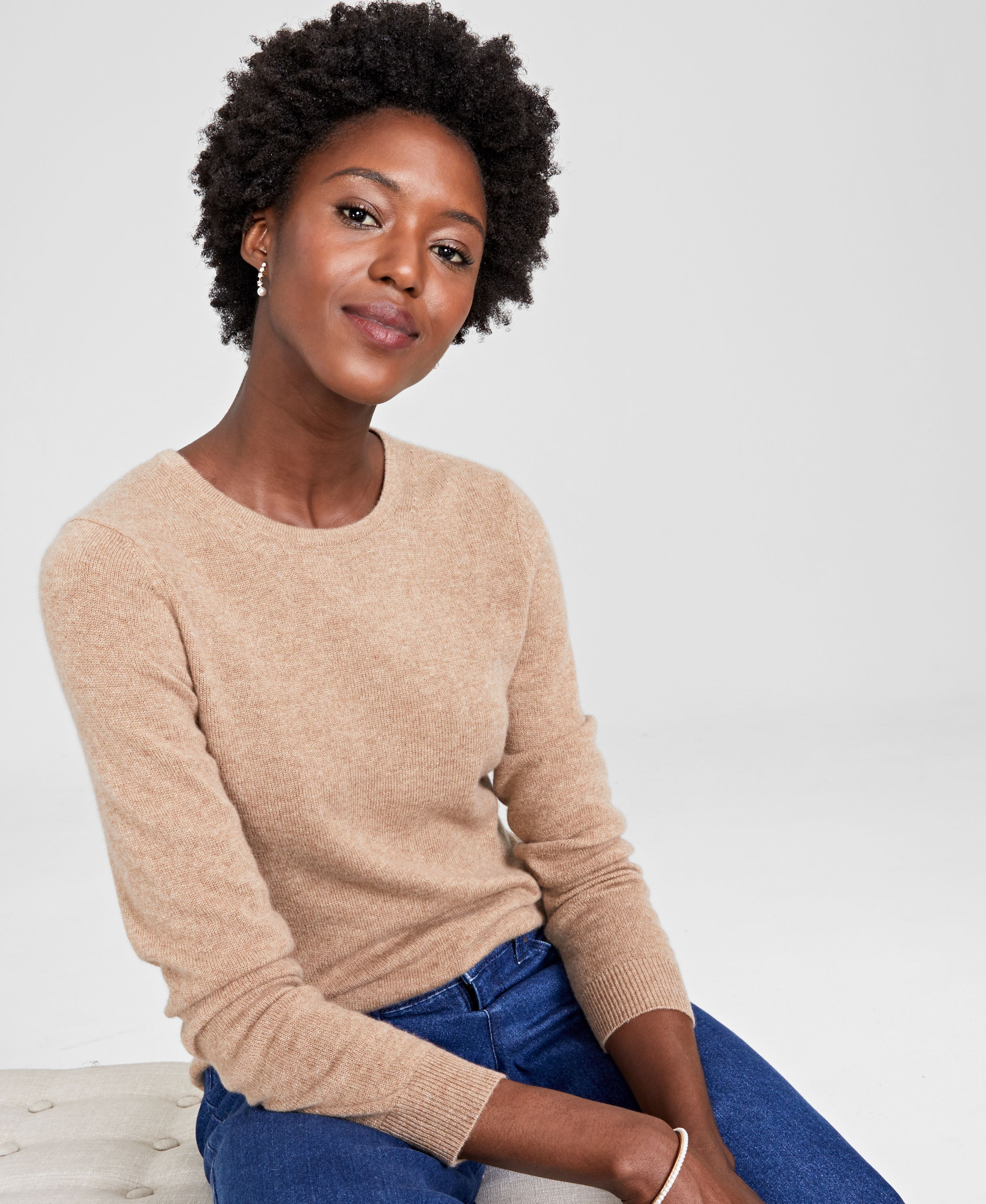 Petite 100% Cashmere Crewneck Sweater