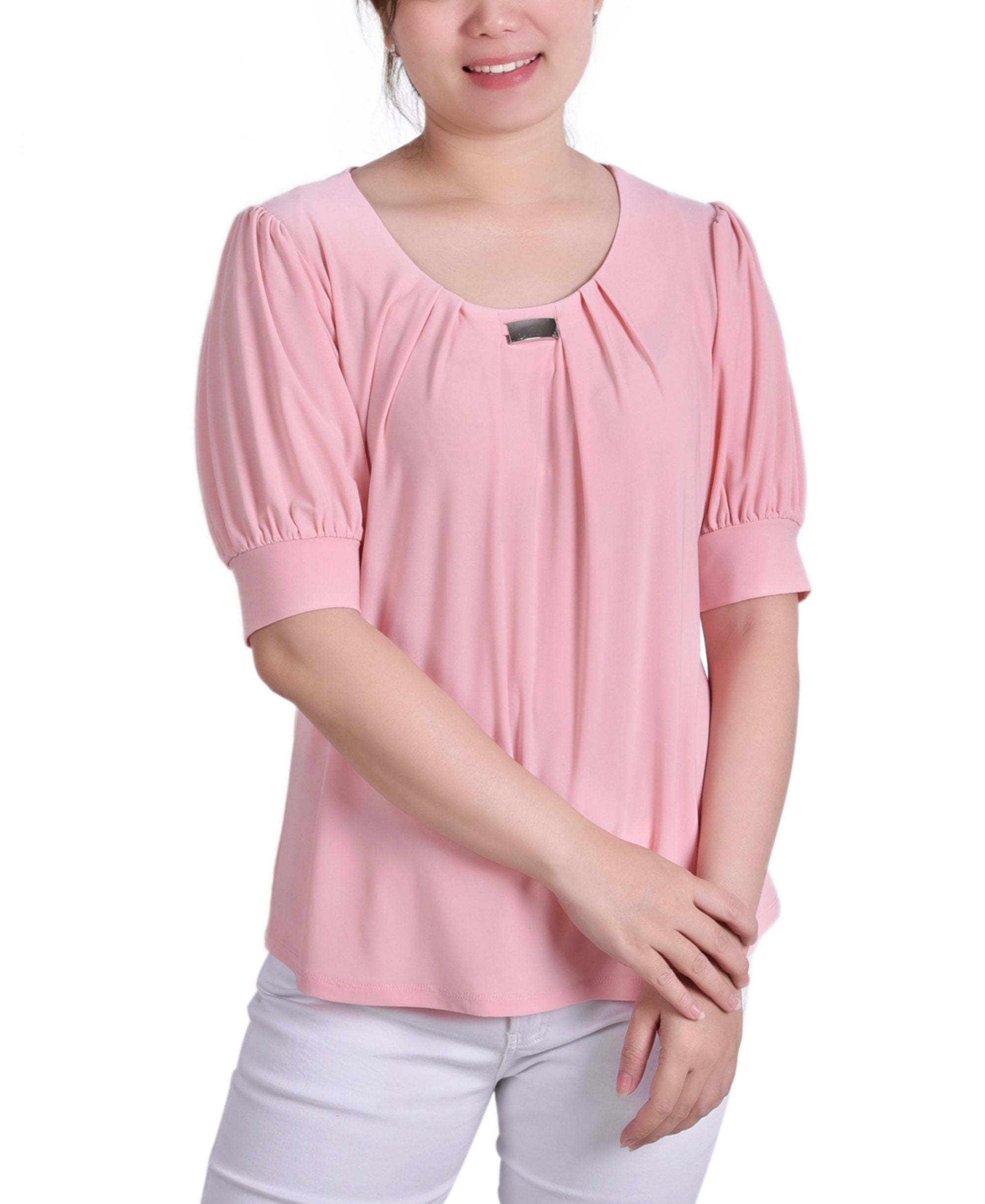 Petite Short Sleeve Balloon Sleeve Top