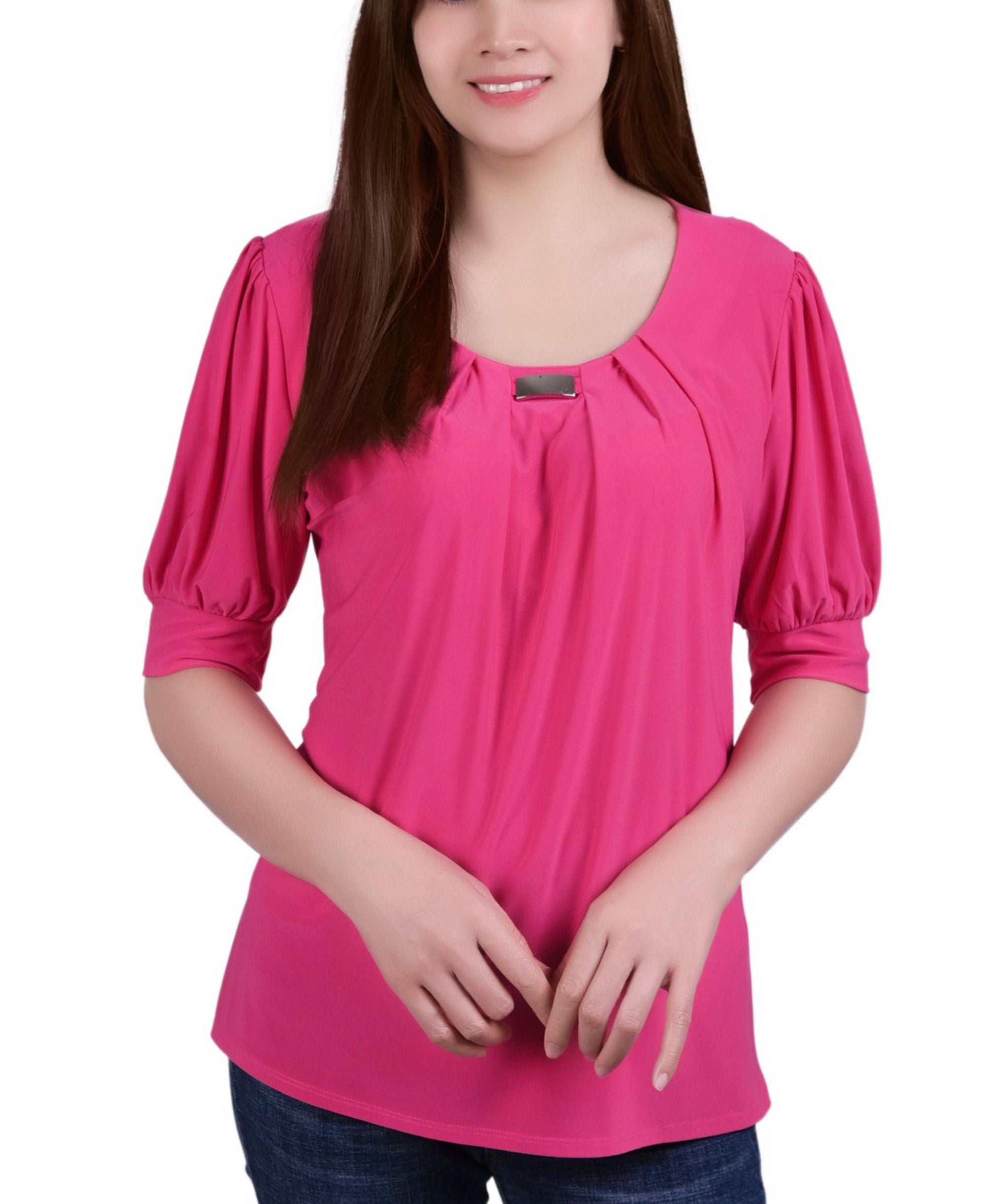 Petite Short Sleeve Balloon Sleeve Top