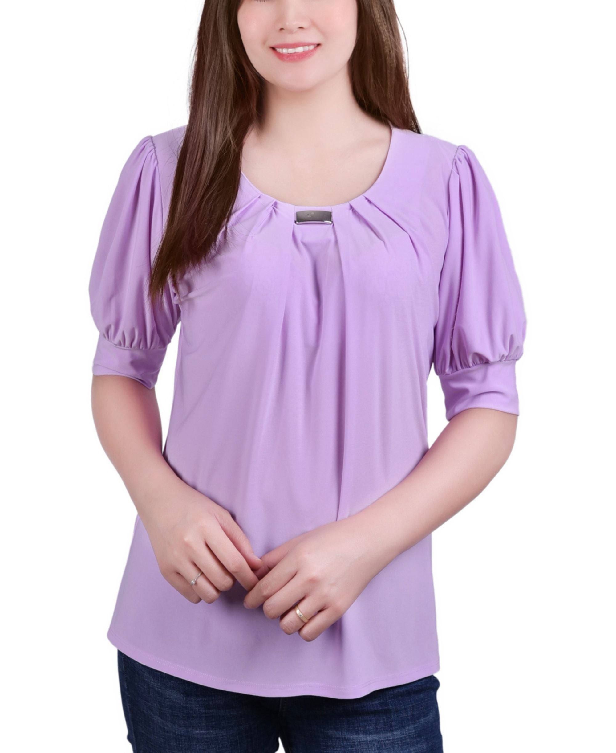 Petite Short Sleeve Balloon Sleeve Top