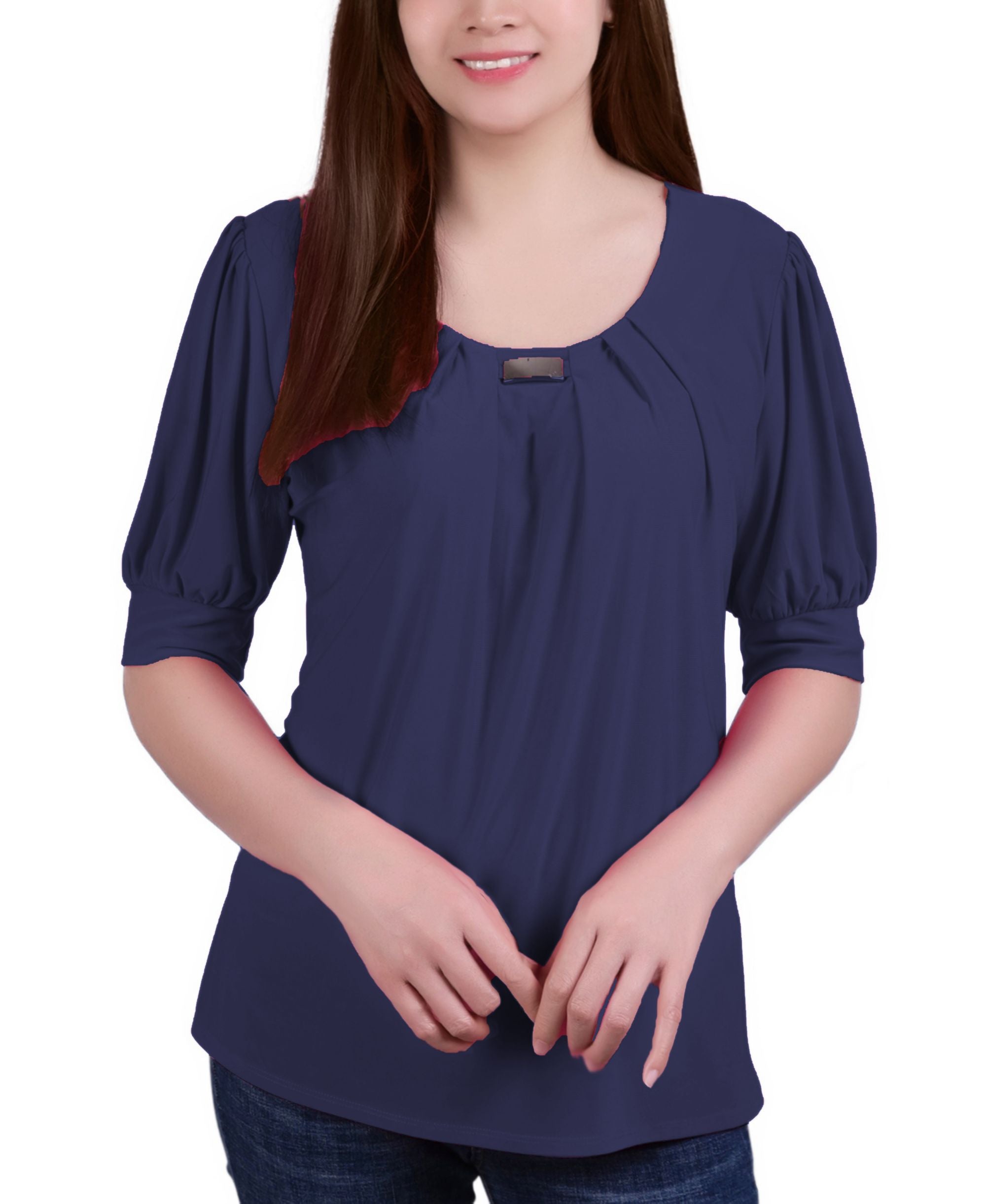 Petite Short Sleeve Balloon Sleeve Top