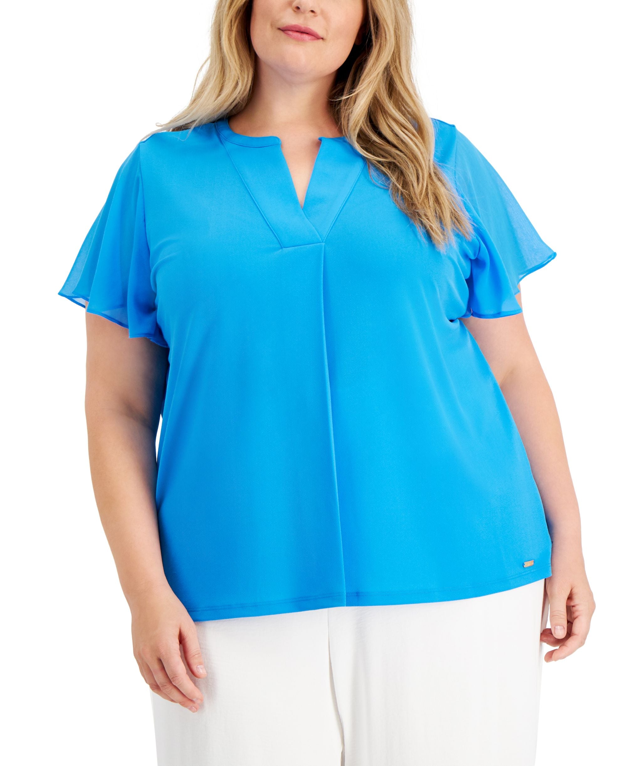 Calvin Klein Plus Size Flutter Sleeve Top
