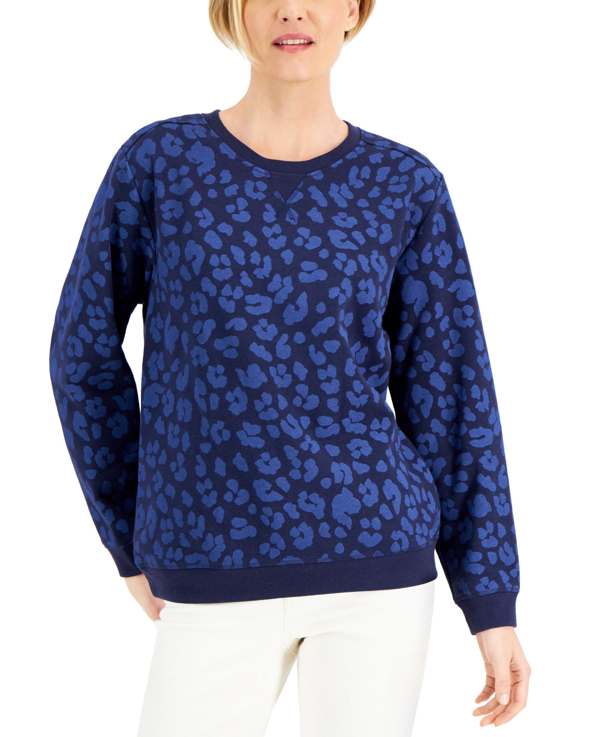 Petite Animal-Print Fleece Top