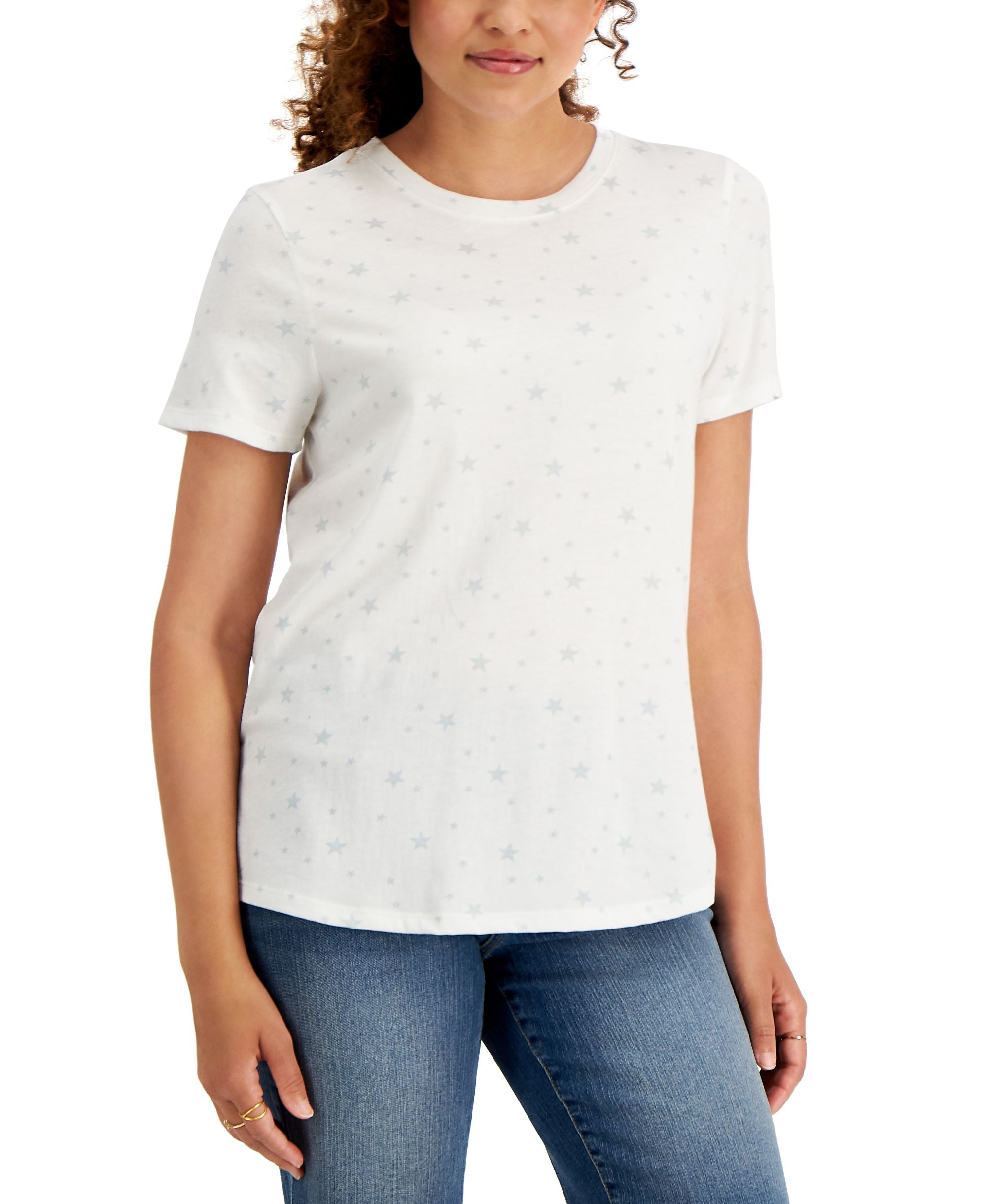 Style & Co Cotton Star Print Crewneck T-Shirt
