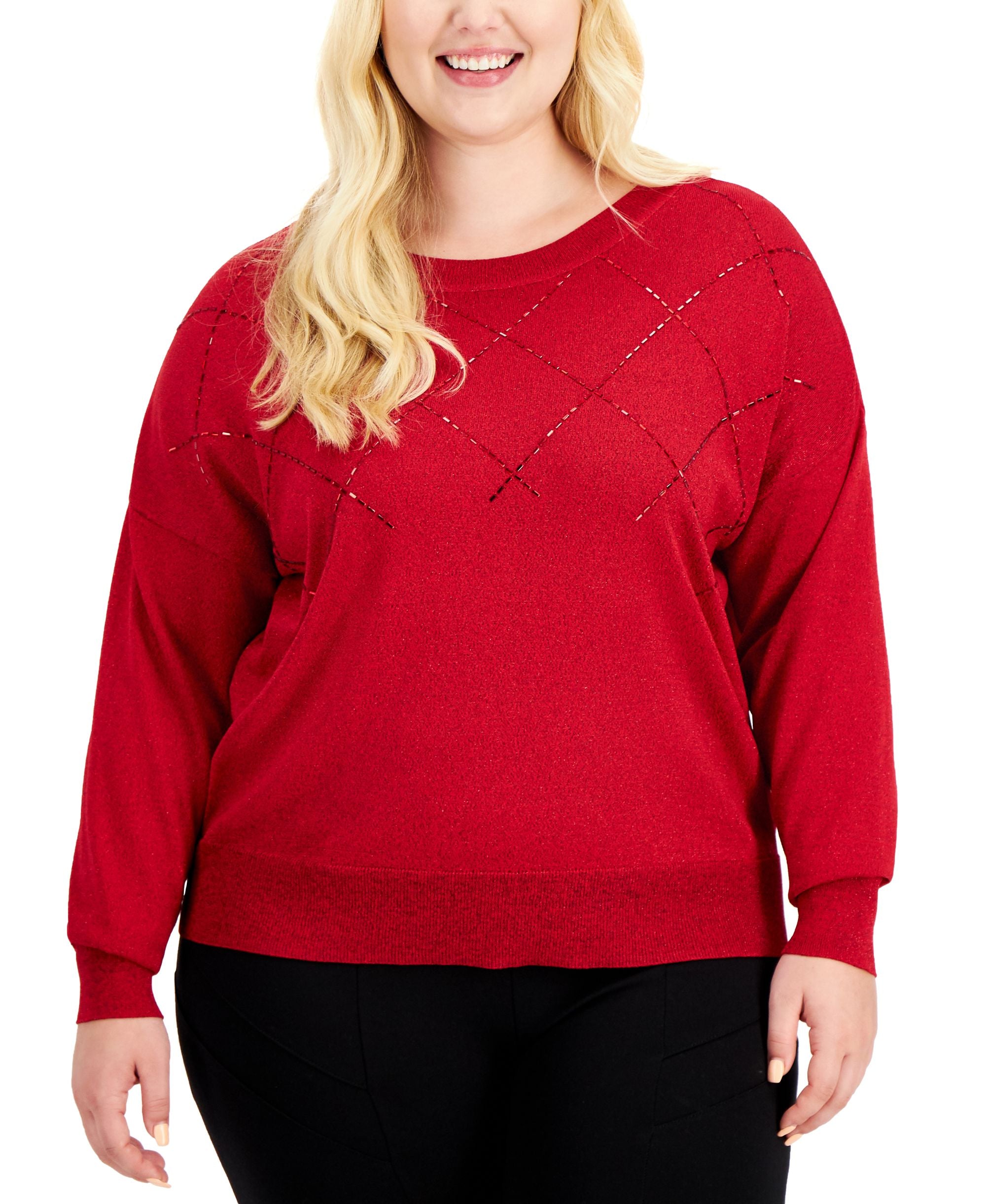 Alfani Plus Size Shine Embellished Sweater