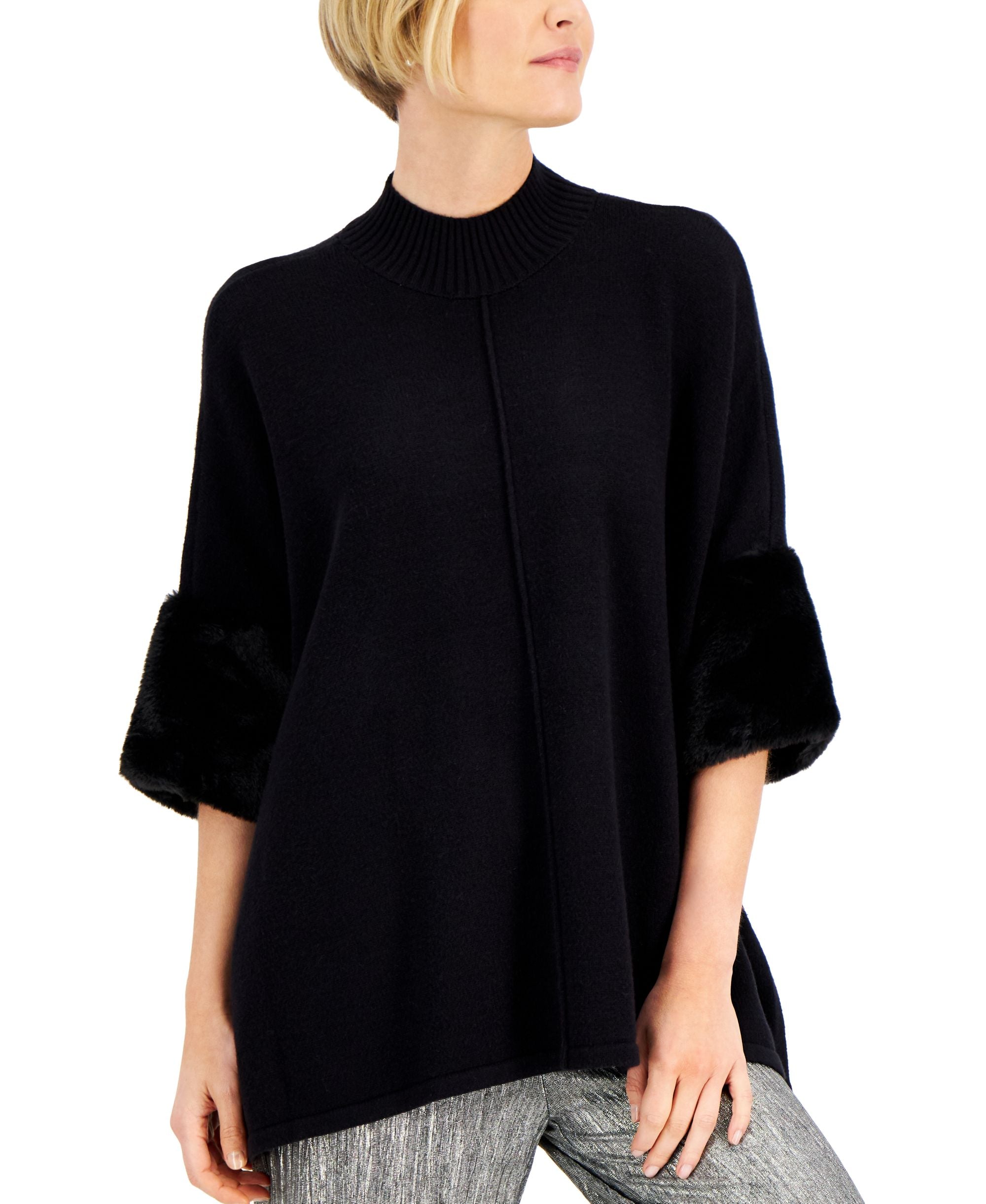 JM Collection Faux Fur Cuff Sweater
