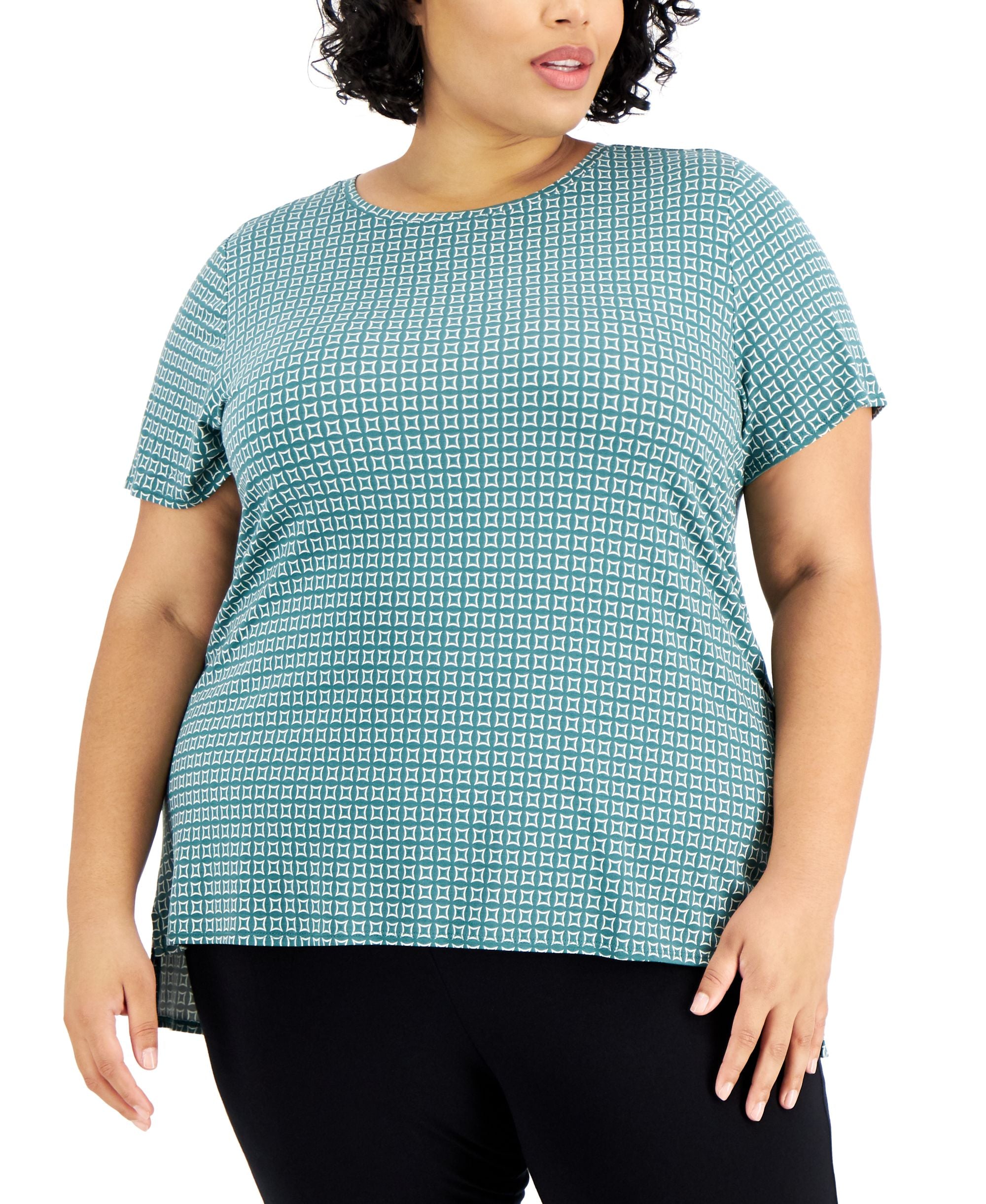 Plus Size Printed Short-Sleeve Top