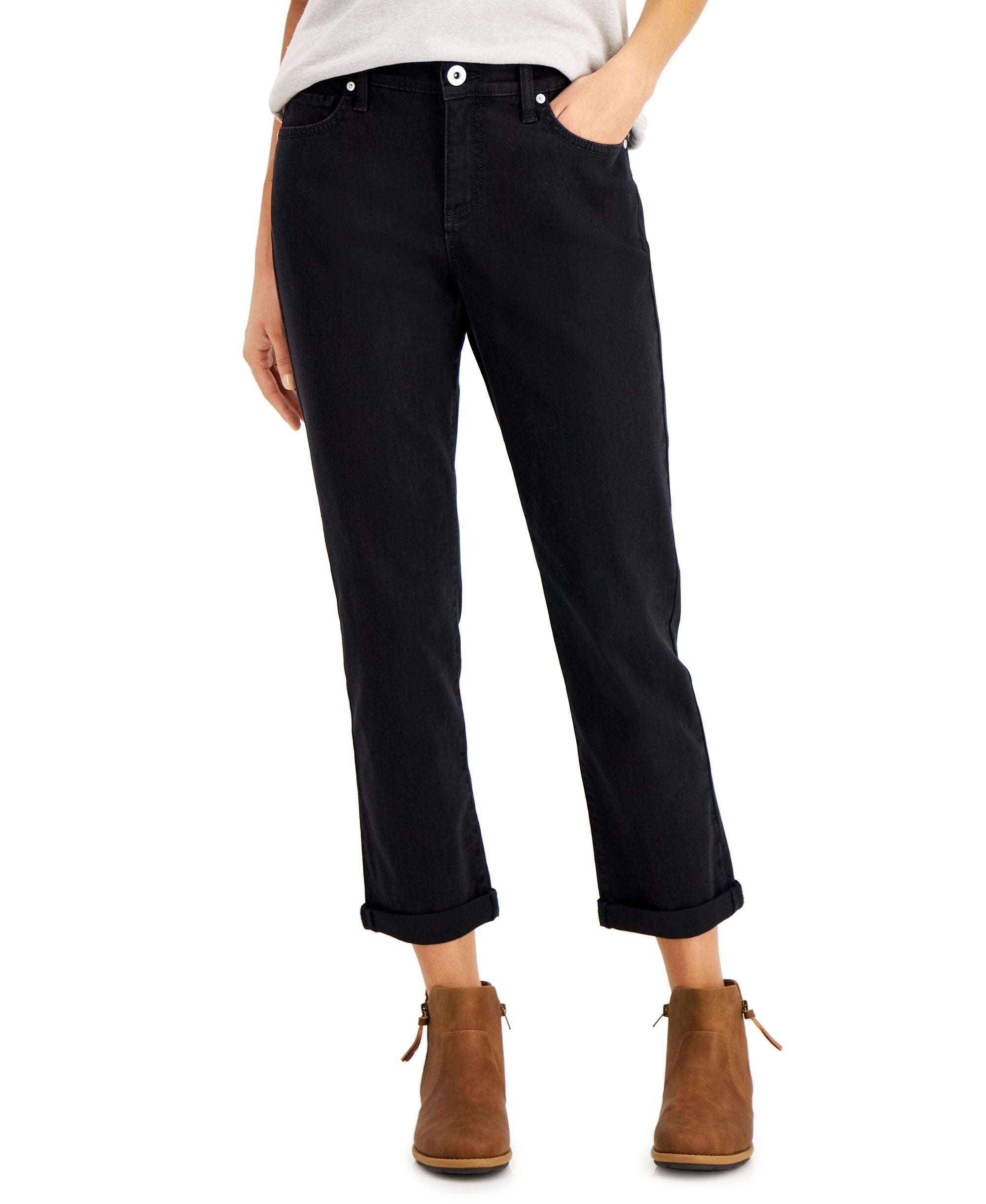 Style & Co Petite Straight Leg Girlfriend Jeans