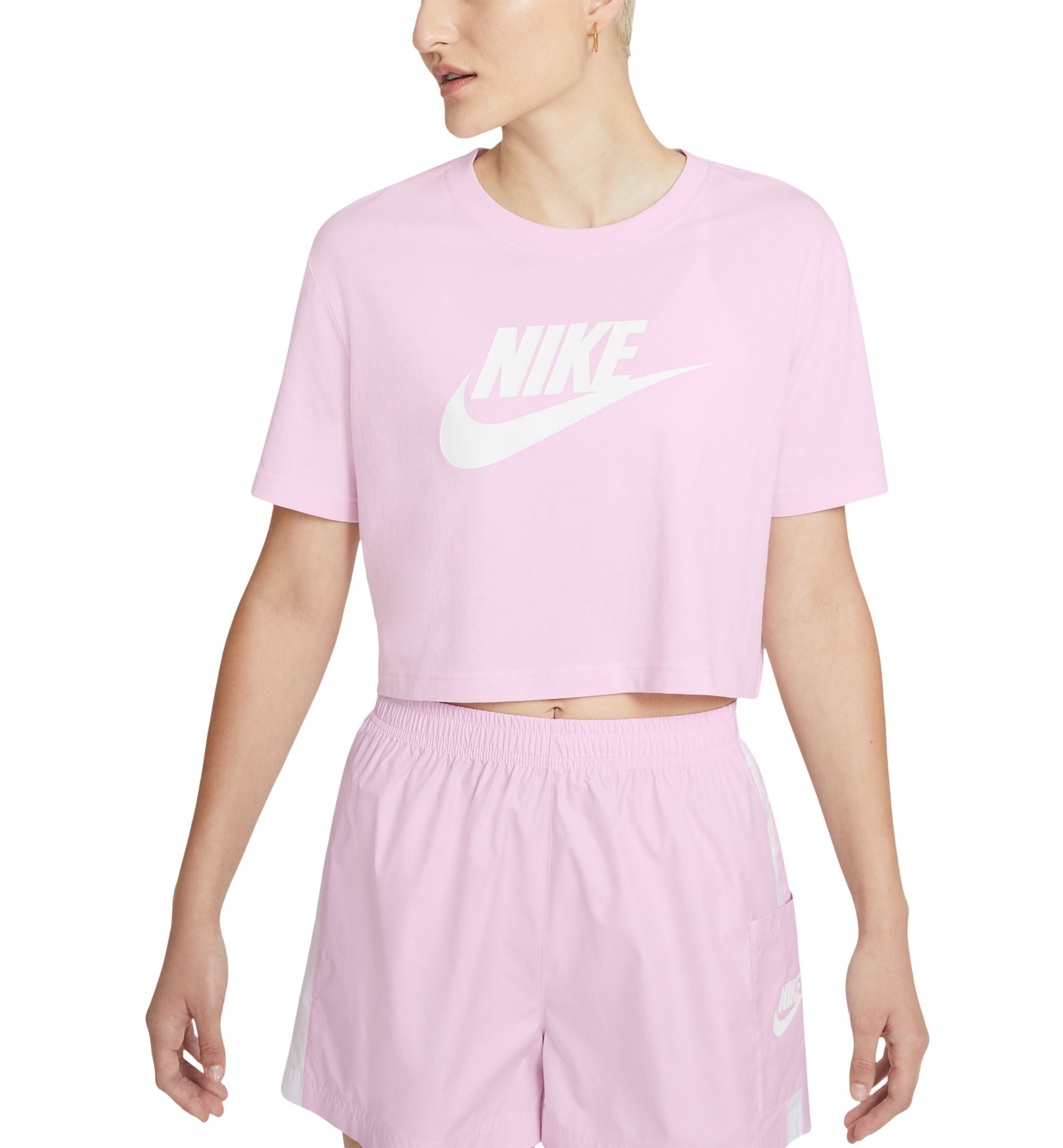 Nike Womens Sportswear Cotton Logo Cropped T-Shirt