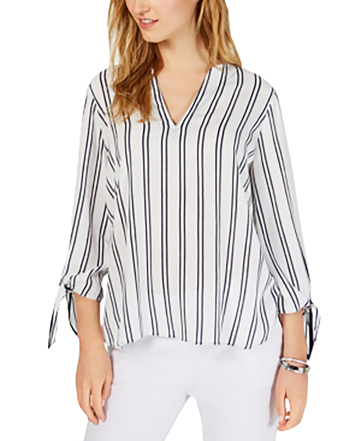 Michael Michael Kors Double Stripe Tie Sleeve Top