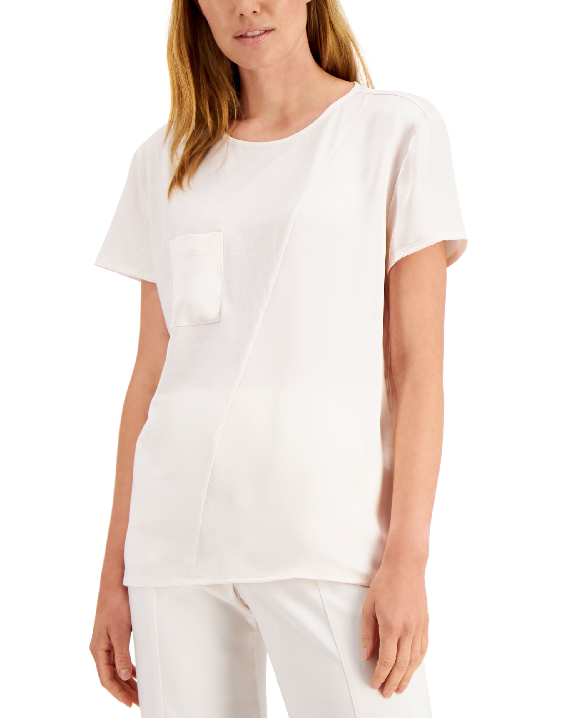 Alfani Mixed Media Pocket T-Shirt