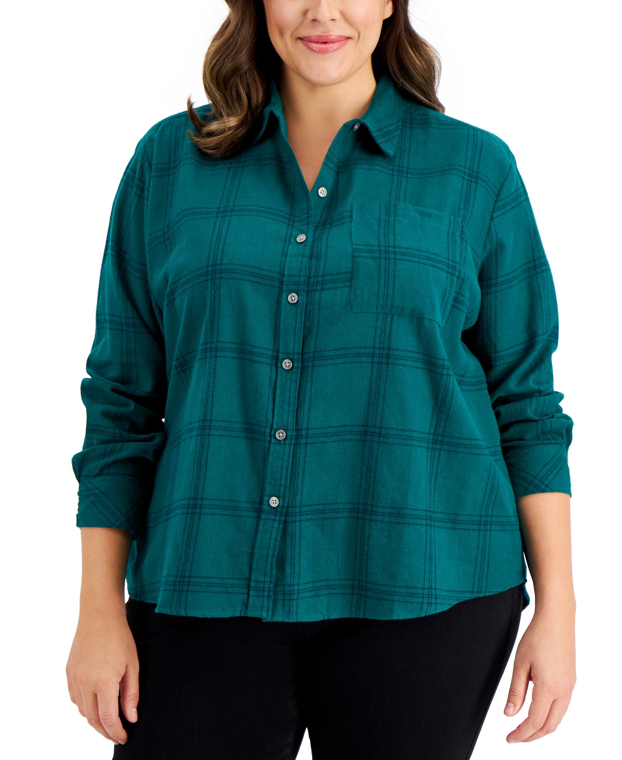 Style & Co Plus Size Plaid Cotton Shirt