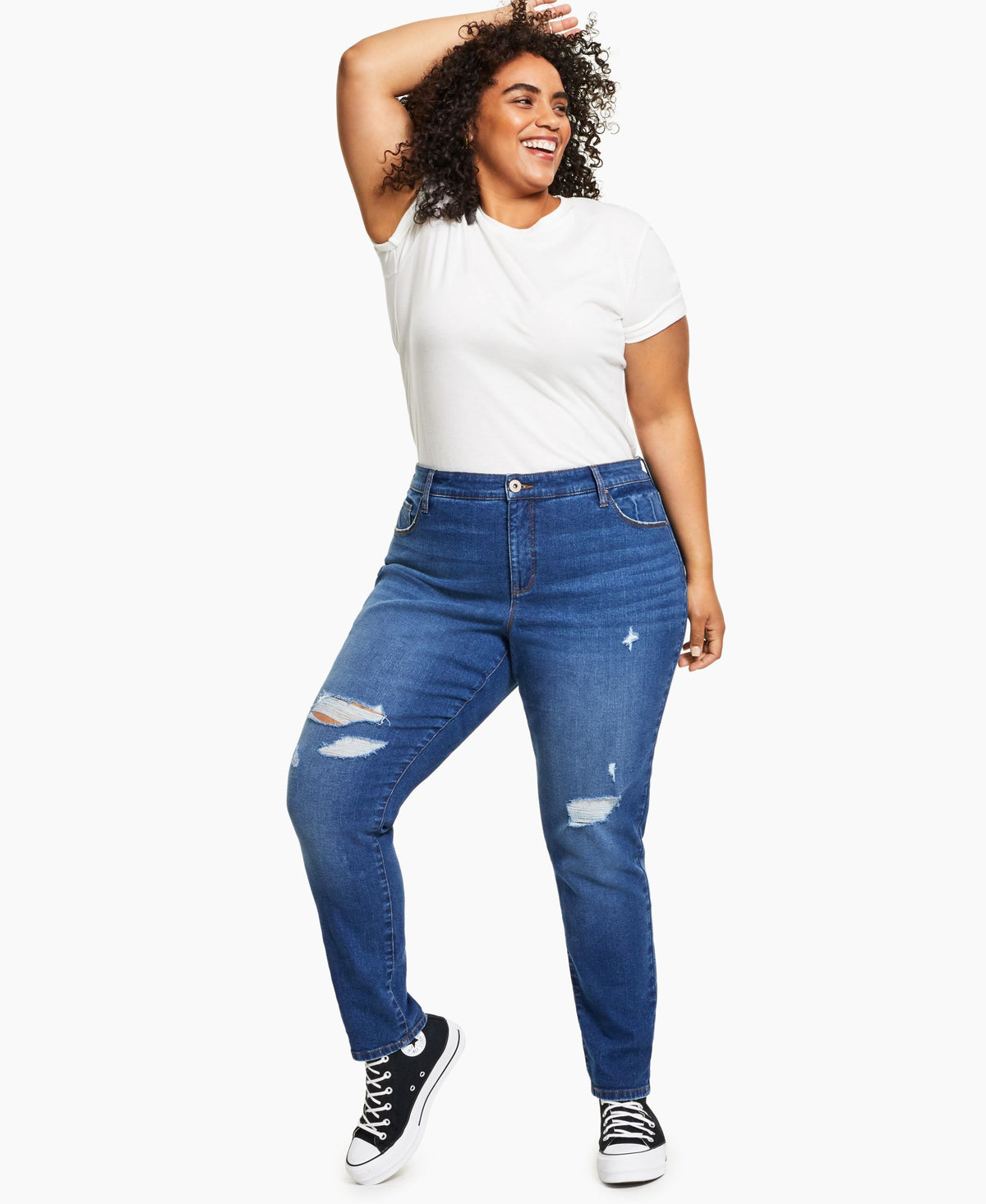 Women's Curvy-Fit Mid-Rise Skinny Jeans, Regular, Short and Long Lengths