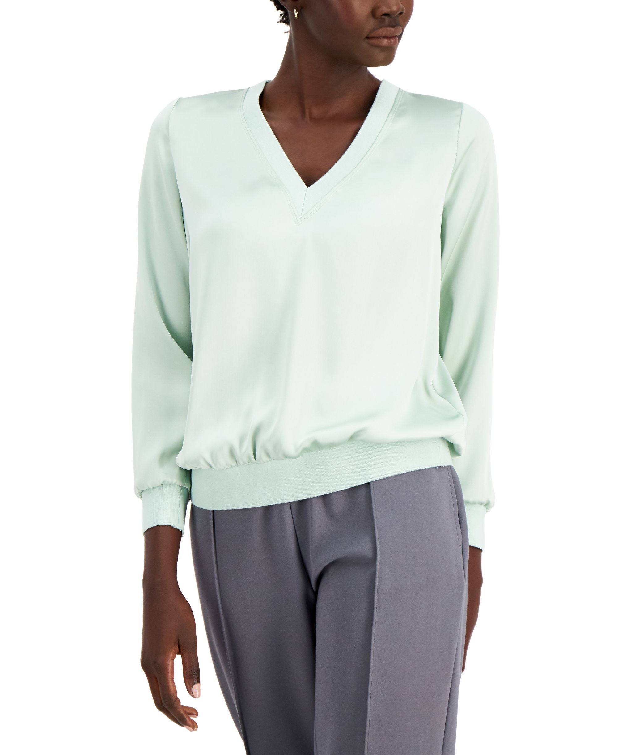 Alfani V Neck Banded Waist Top