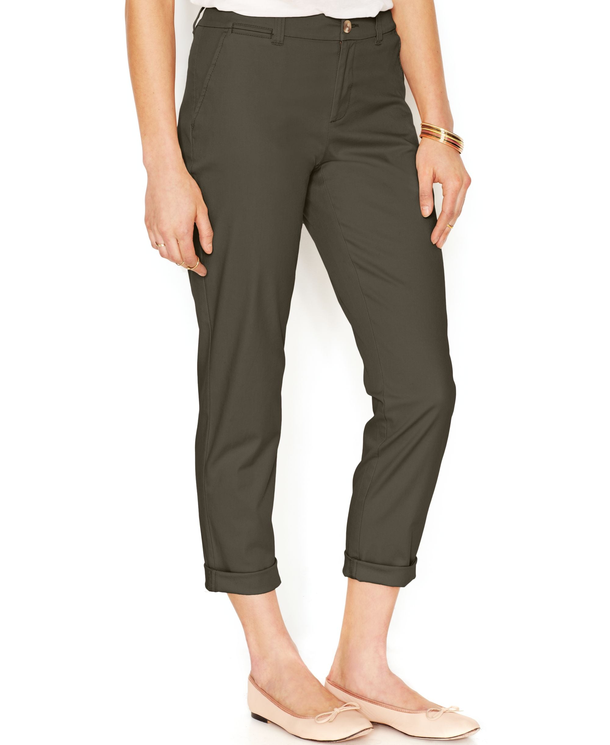 Maison Jules Lou Lou Cropped Straight Leg Chino Pants