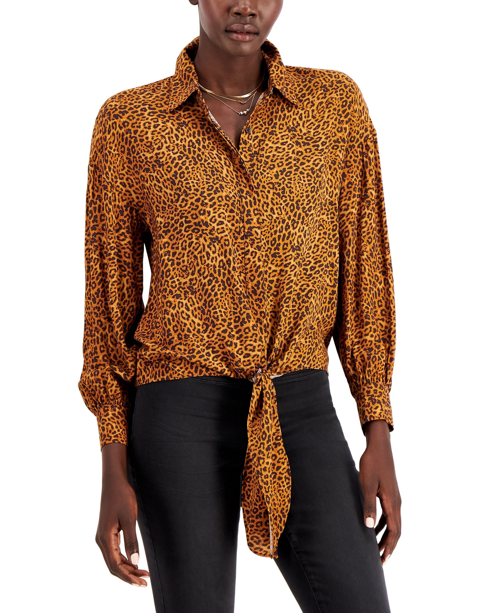 INC International Concepts Printed Tie Hem Shirt